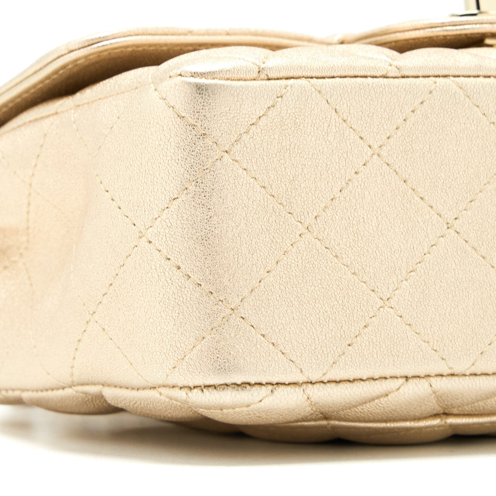 CHANEL 21P MINI RECTANGULAR FLAP BAG GRAINED LAMBSKIN GOLD LGHW