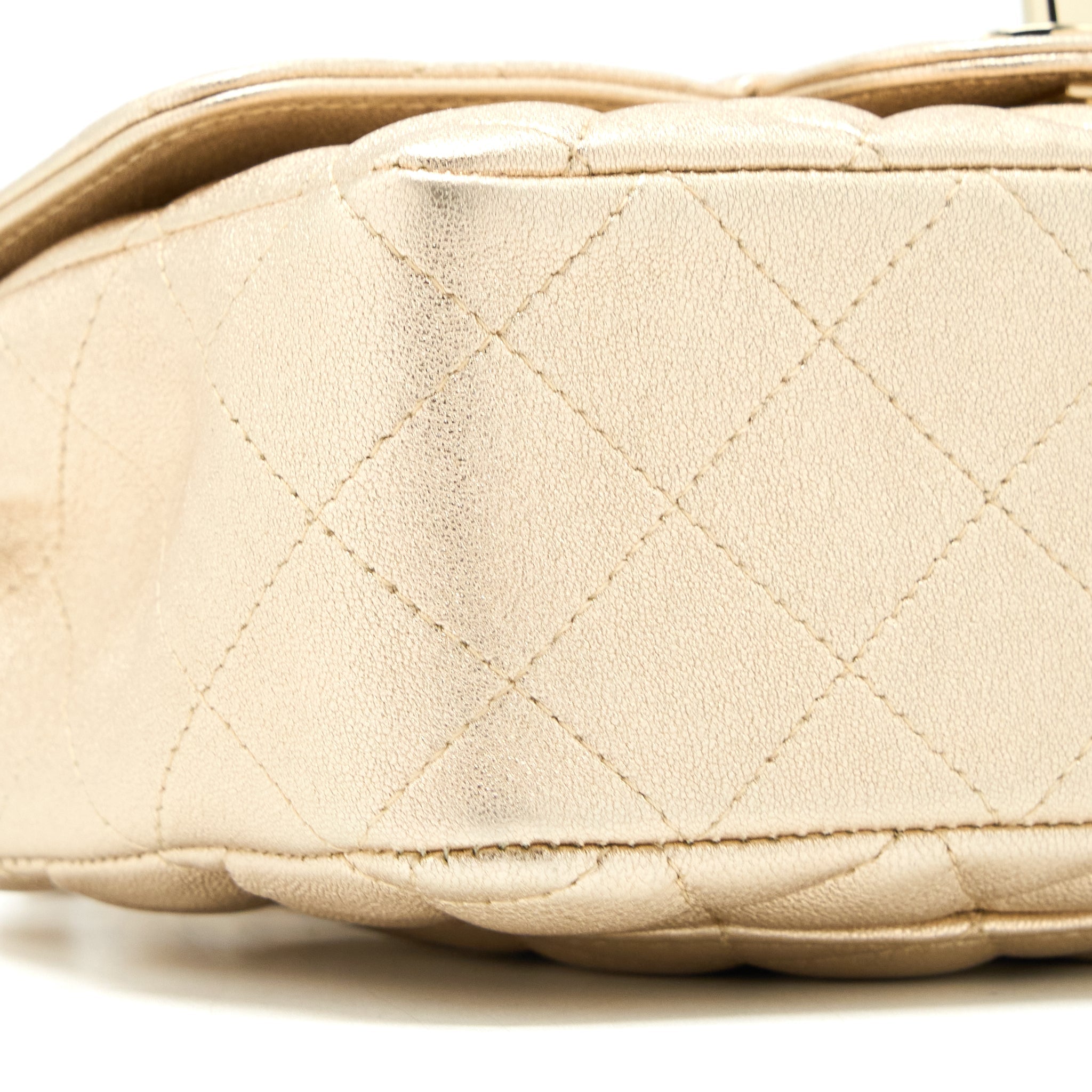 CHANEL 21P MINI RECTANGULAR FLAP BAG GRAINED LAMBSKIN GOLD LGHW