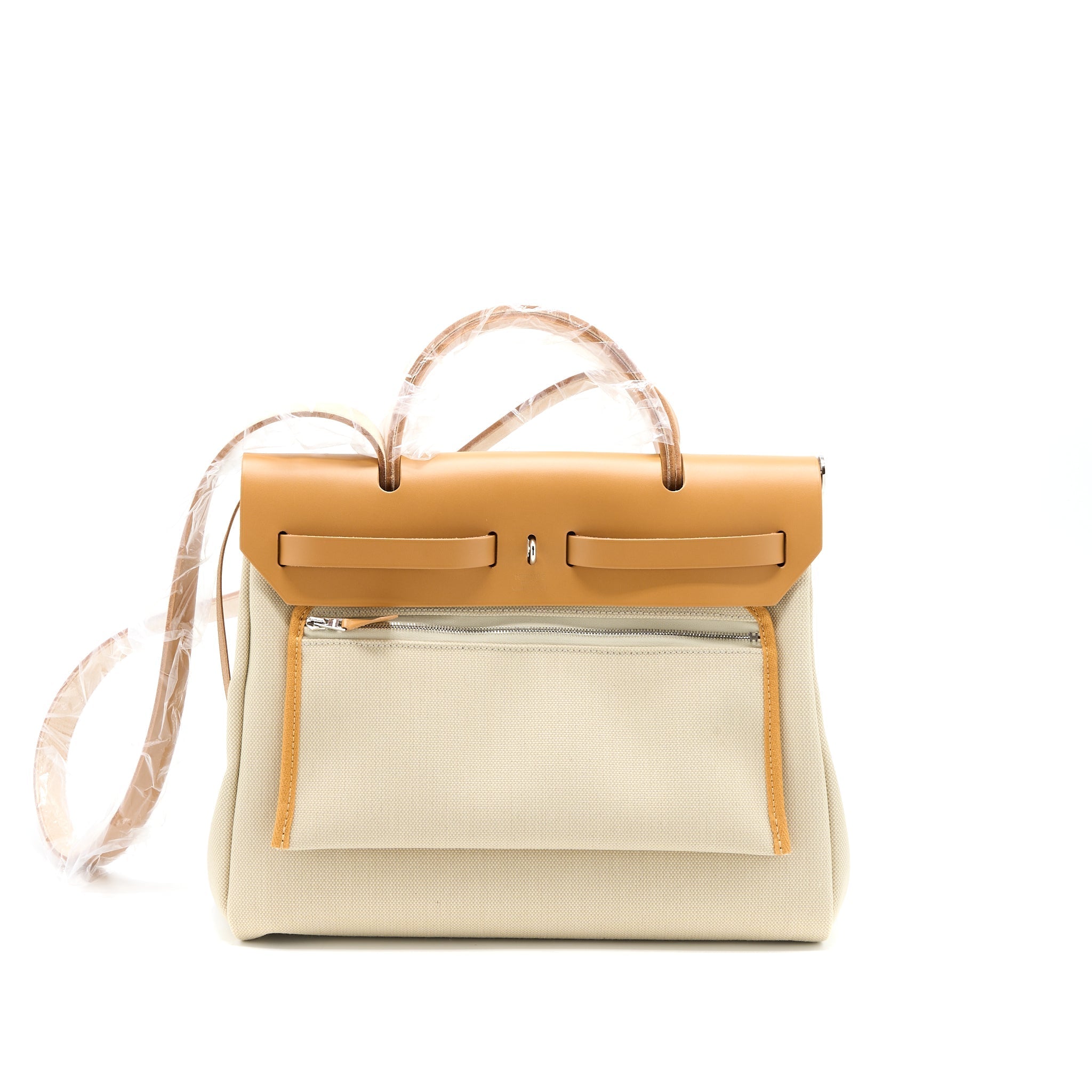 HERMES HERBAG ZIP 31 BAG CANVAS BRETON/NATURAL SABLE/NATA SHW