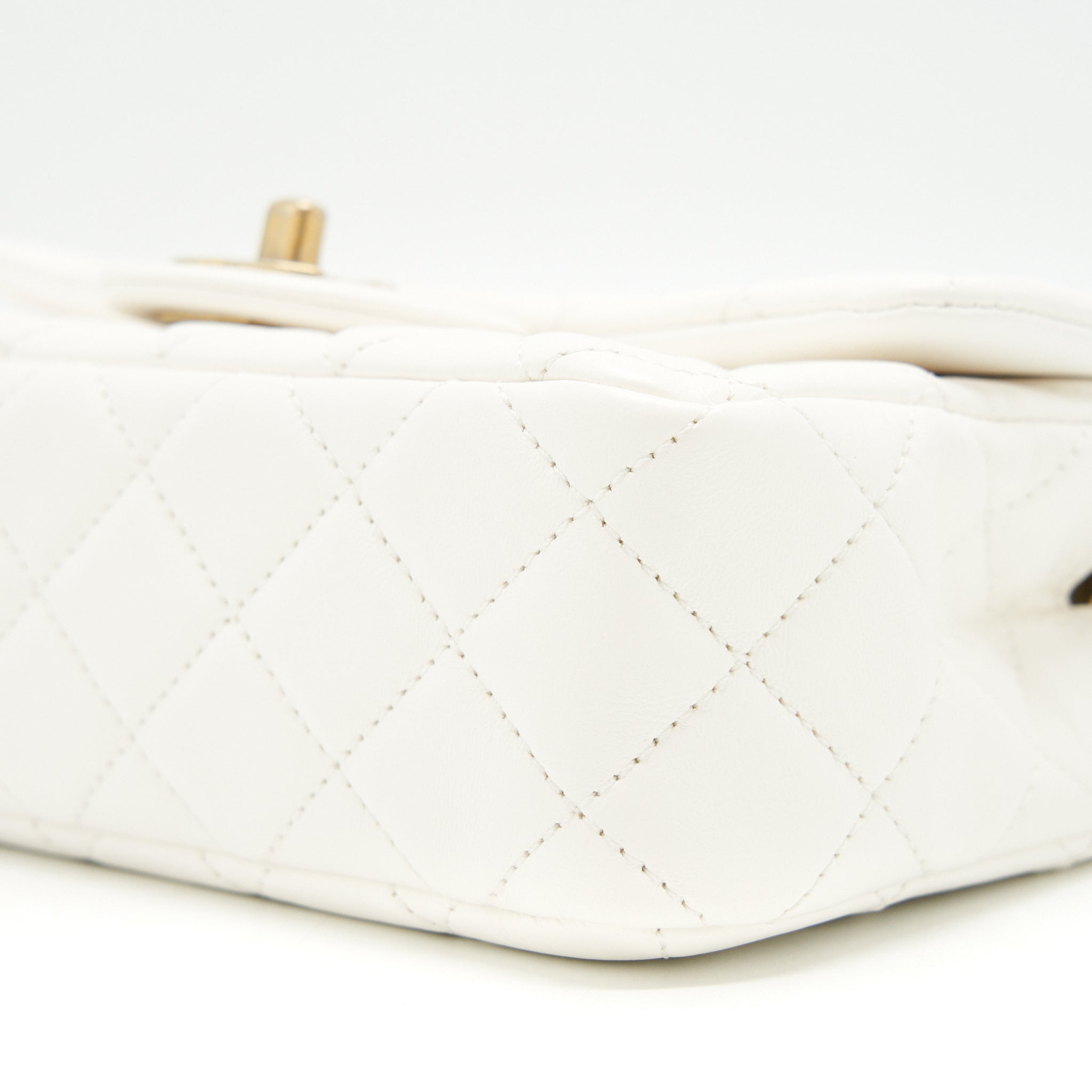 CHANEL MINI RECTANGULAR PEARL CRUSH WHITE GHW