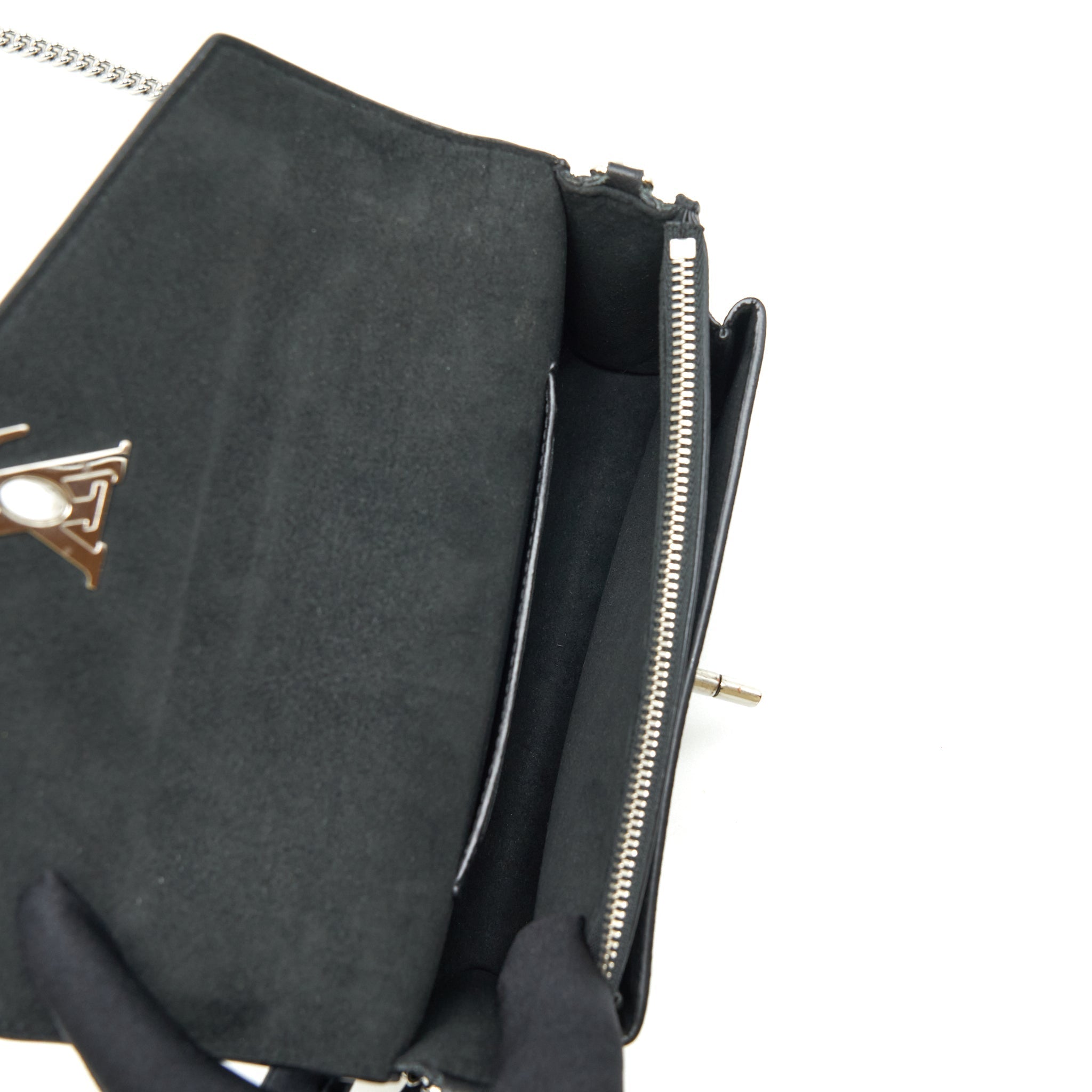 LOUIS VUITTON MYLOCKME CHAIN POCHETTE CALFSKIN BLACK SHW