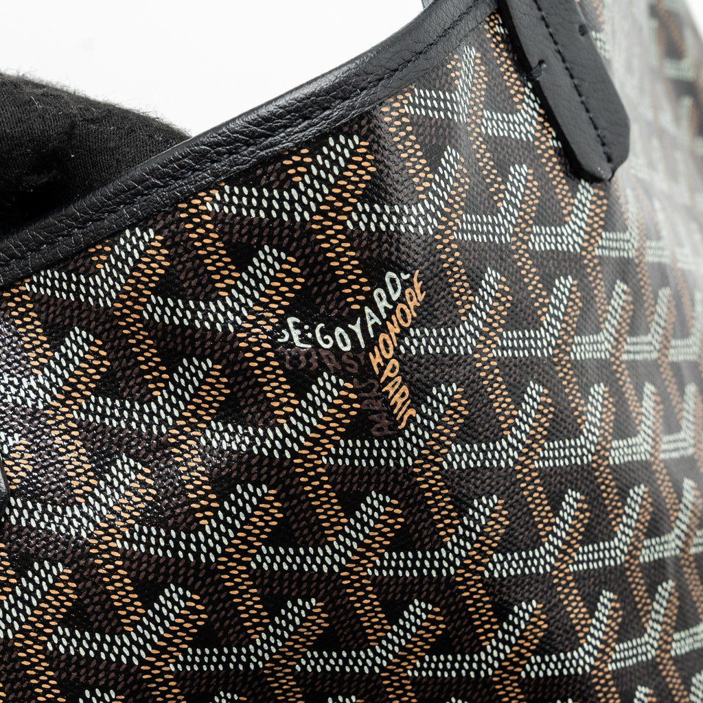 GOYARD SAINT LOUIS PM TOTE BAG GOYARDLINE CANVAS / LEATHER BLACK SHW