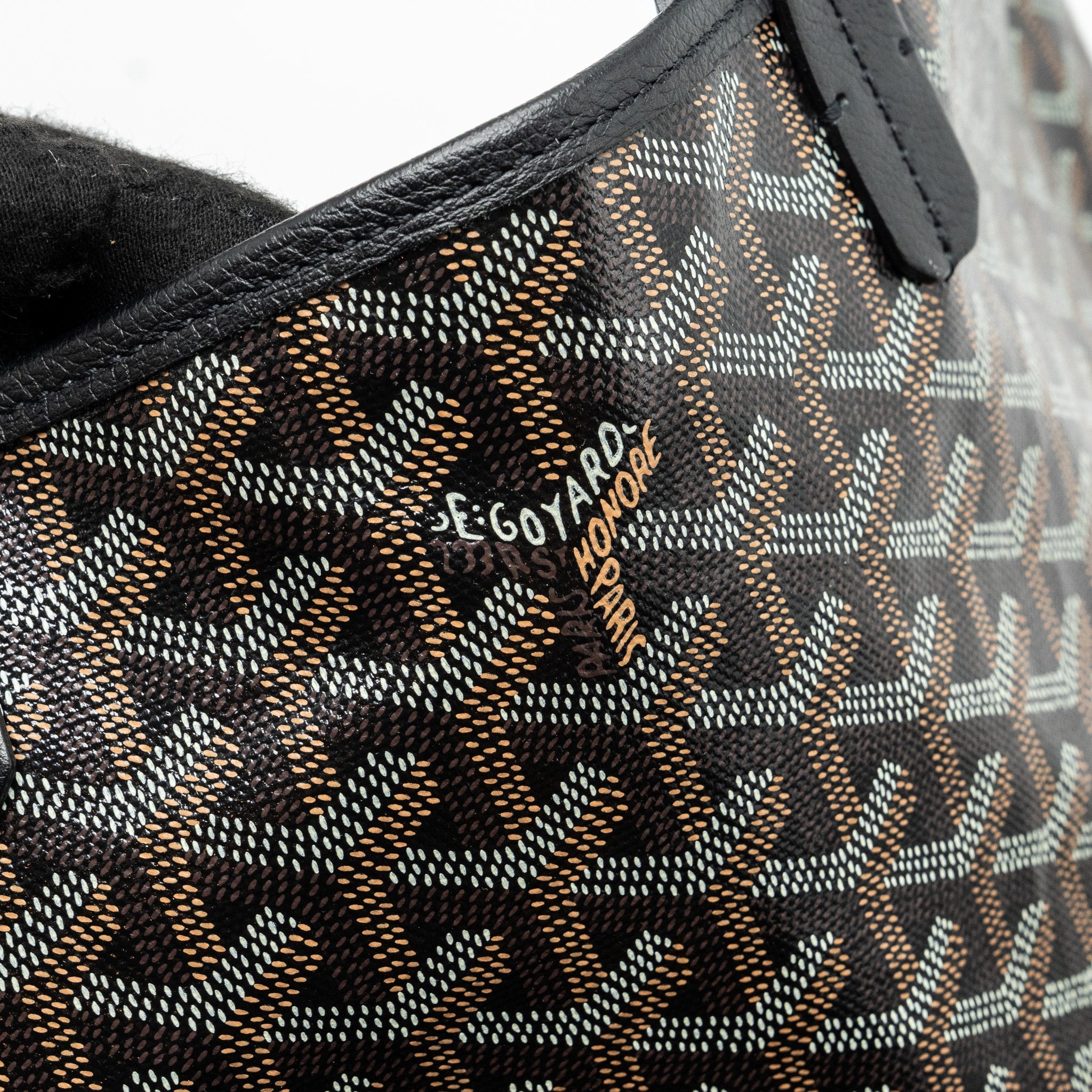 GOYARD SAINT LOUIS PM TOTE BAG GOYARDLINE CANVAS / LEATHER BLACK SHW