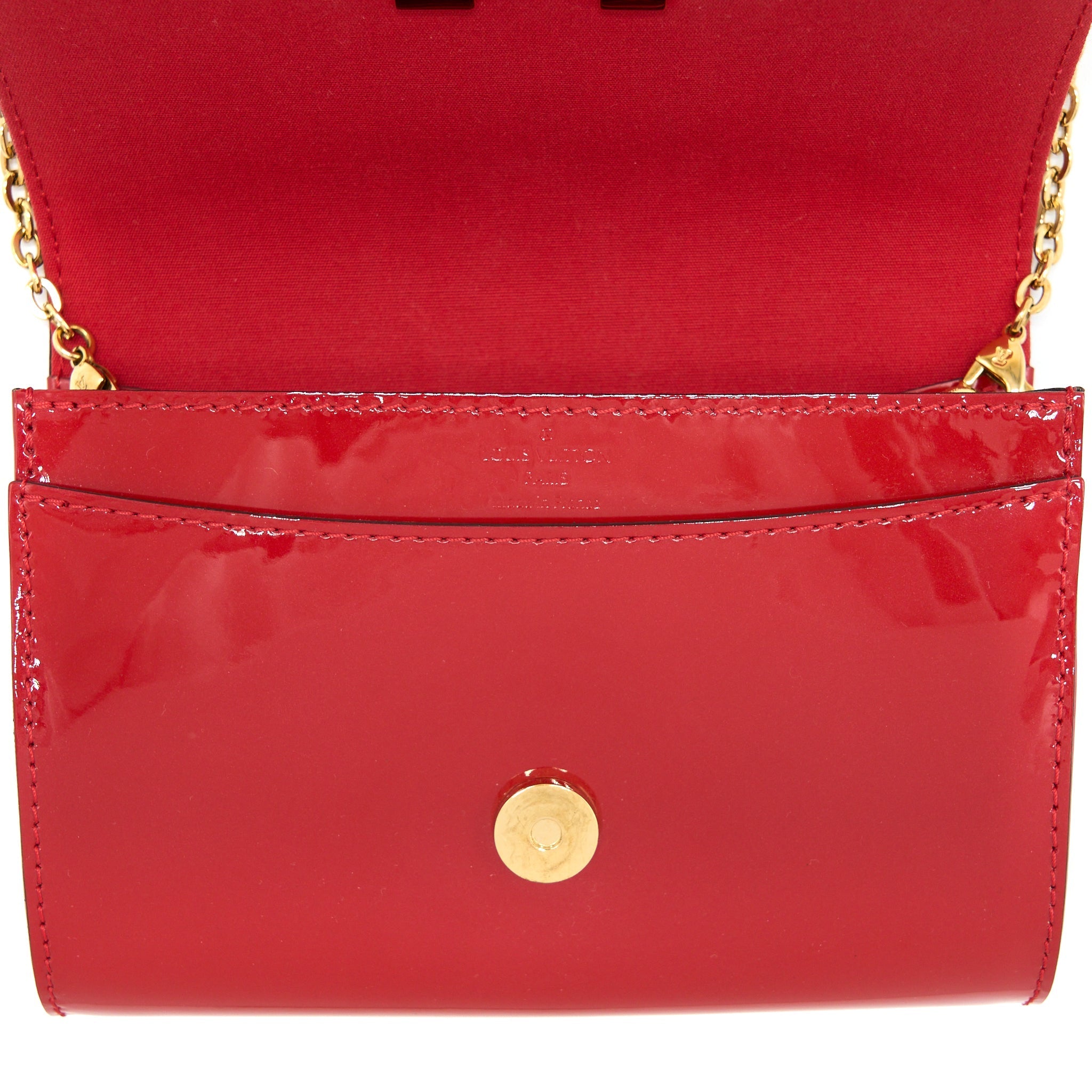 LOUIS VUITTON LOUIS CHAIN BAG PATENT RED GHW