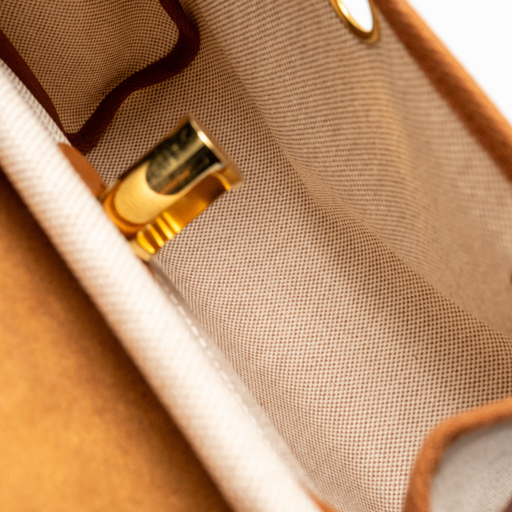 HERMES HERBAG MINI CANVAS/HUNTER LEATHER ECRU/BEIGE/FAUVE GHW