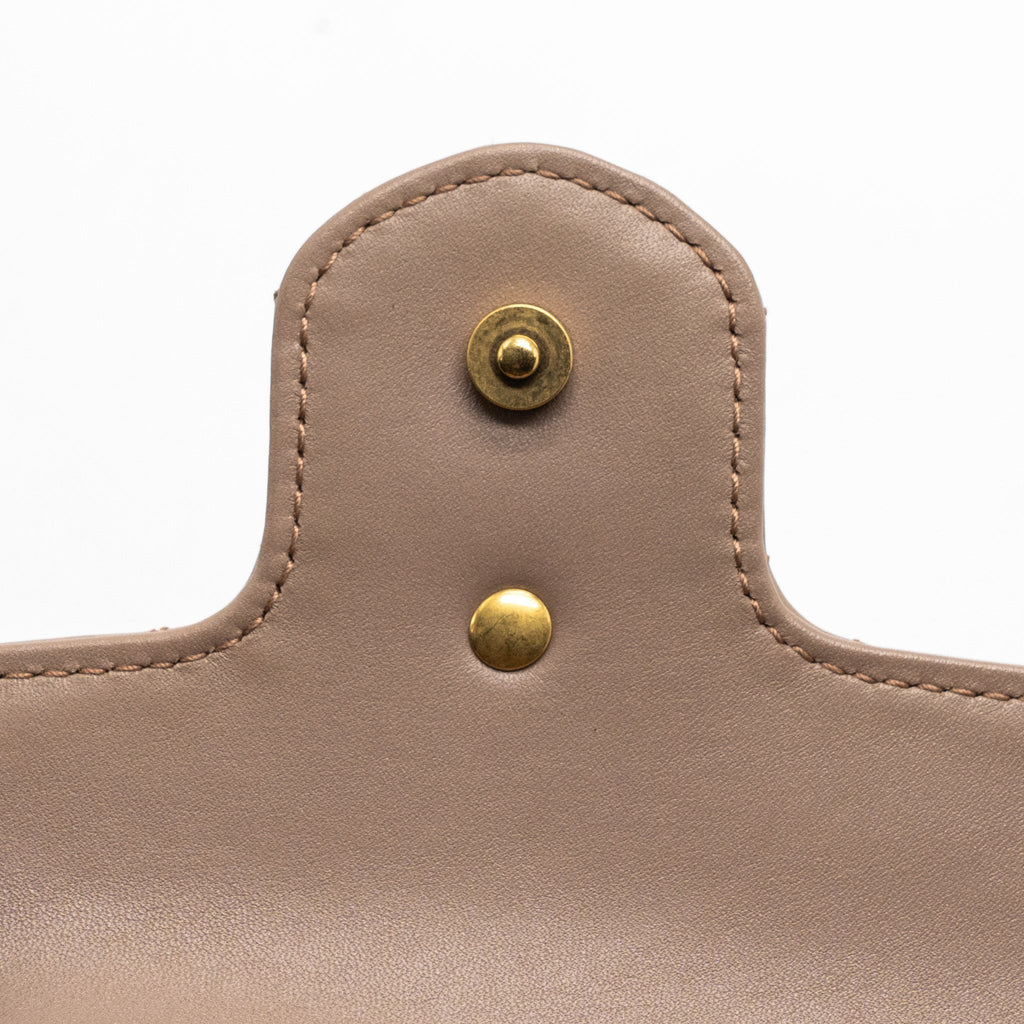 GUCCI SUPER MINI GG MARMONT BAG CALFSKIN BEIGE GHW
