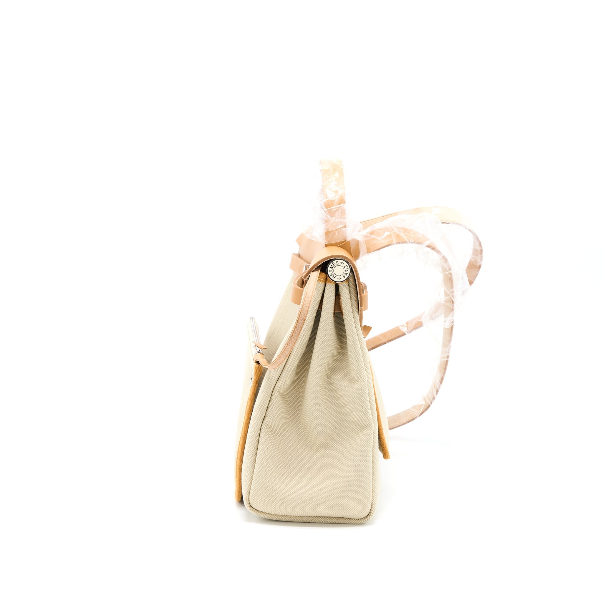 HERMES HERBAG ZIP 31 BAG CANVAS BRETON/NATURAL SABLE/NATA SHW