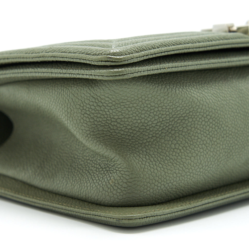CHANEL MEDIUM BOY BAG CAVIAR LIGHT GREEN SHW