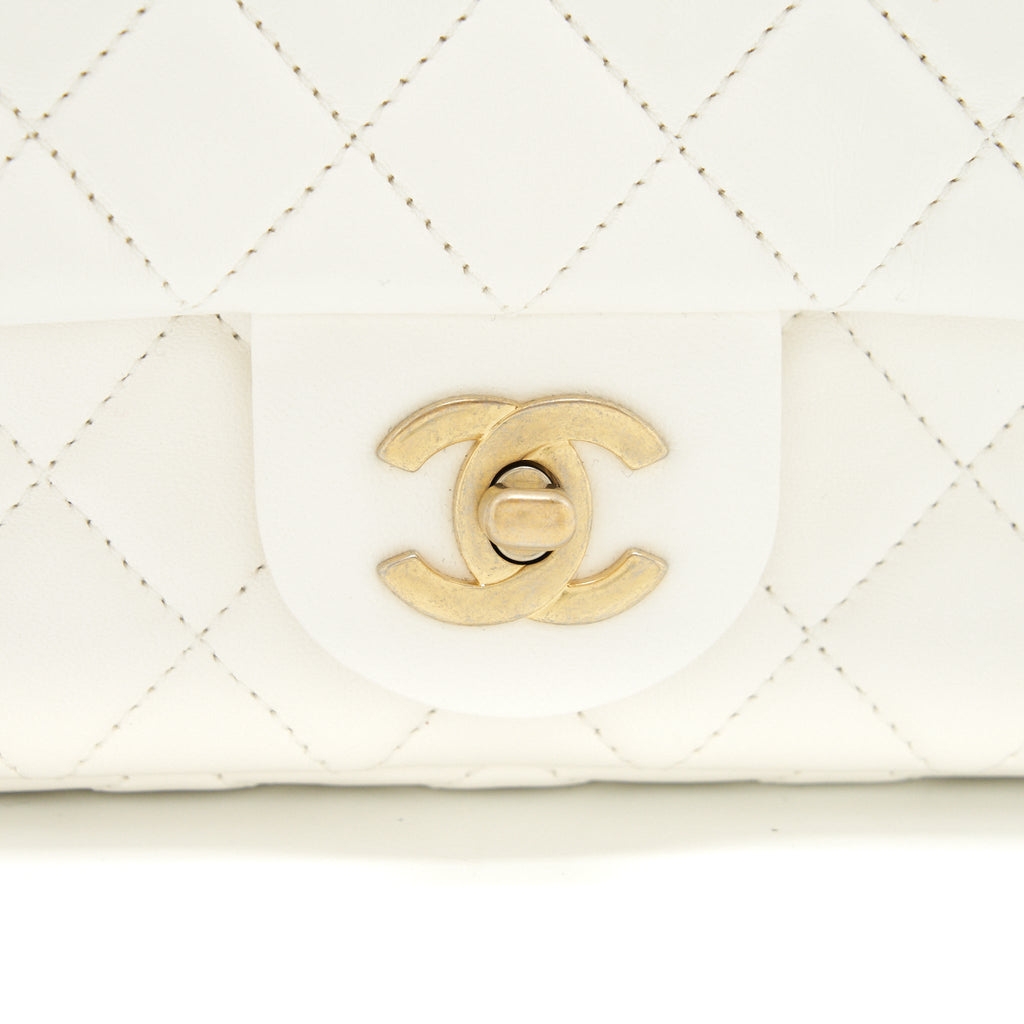 CHANEL MINI RECTANGULAR PEARL CRUSH WHITE GHW