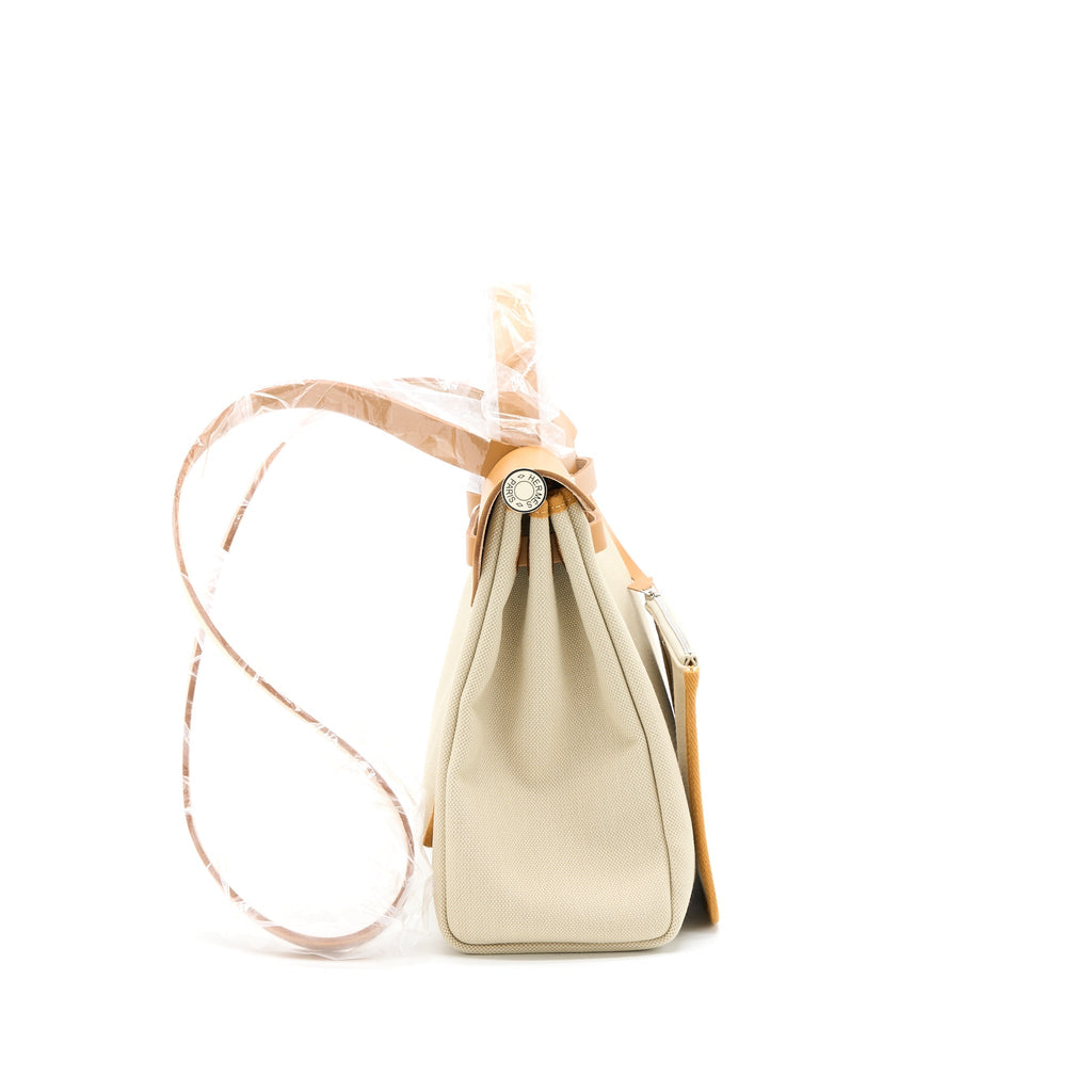 HERMES HERBAG ZIP 31 BAG CANVAS BRETON/NATURAL SABLE/NATA SHW