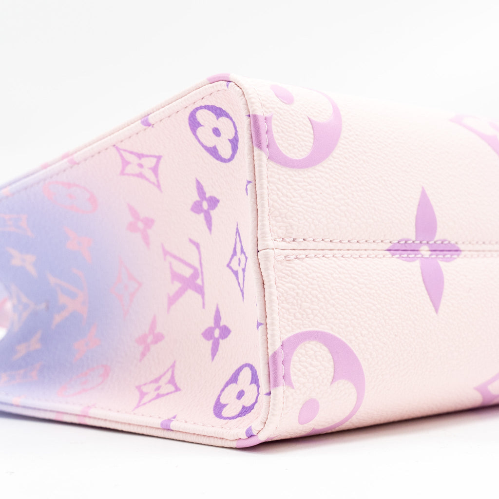 LOUIS VUITTON ONTHEGO PM CALFSKIN SUNRISE PASTEL MULTICOLOUR PINK / PURPLE GHW