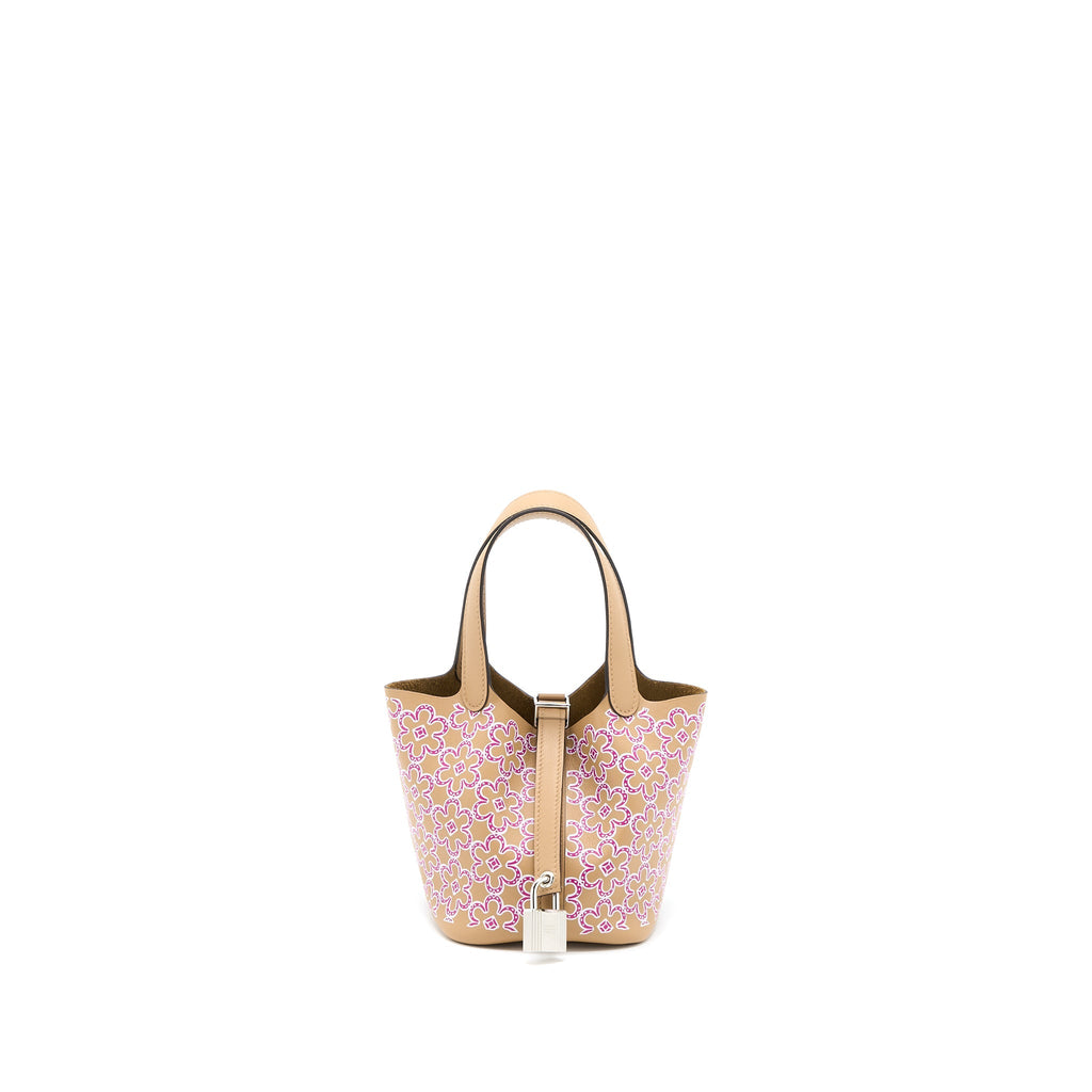 HERMES MICRO LUCKY DAISY PICOTIN 14 SWIFT CHAI/ROSE/BLANC SHW