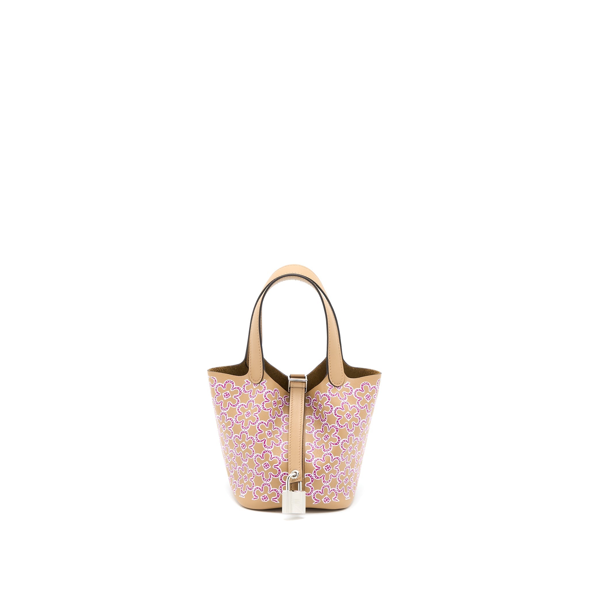 HERMES MICRO LUCKY DAISY PICOTIN 14 SWIFT CHAI/ROSE/BLANC SHW