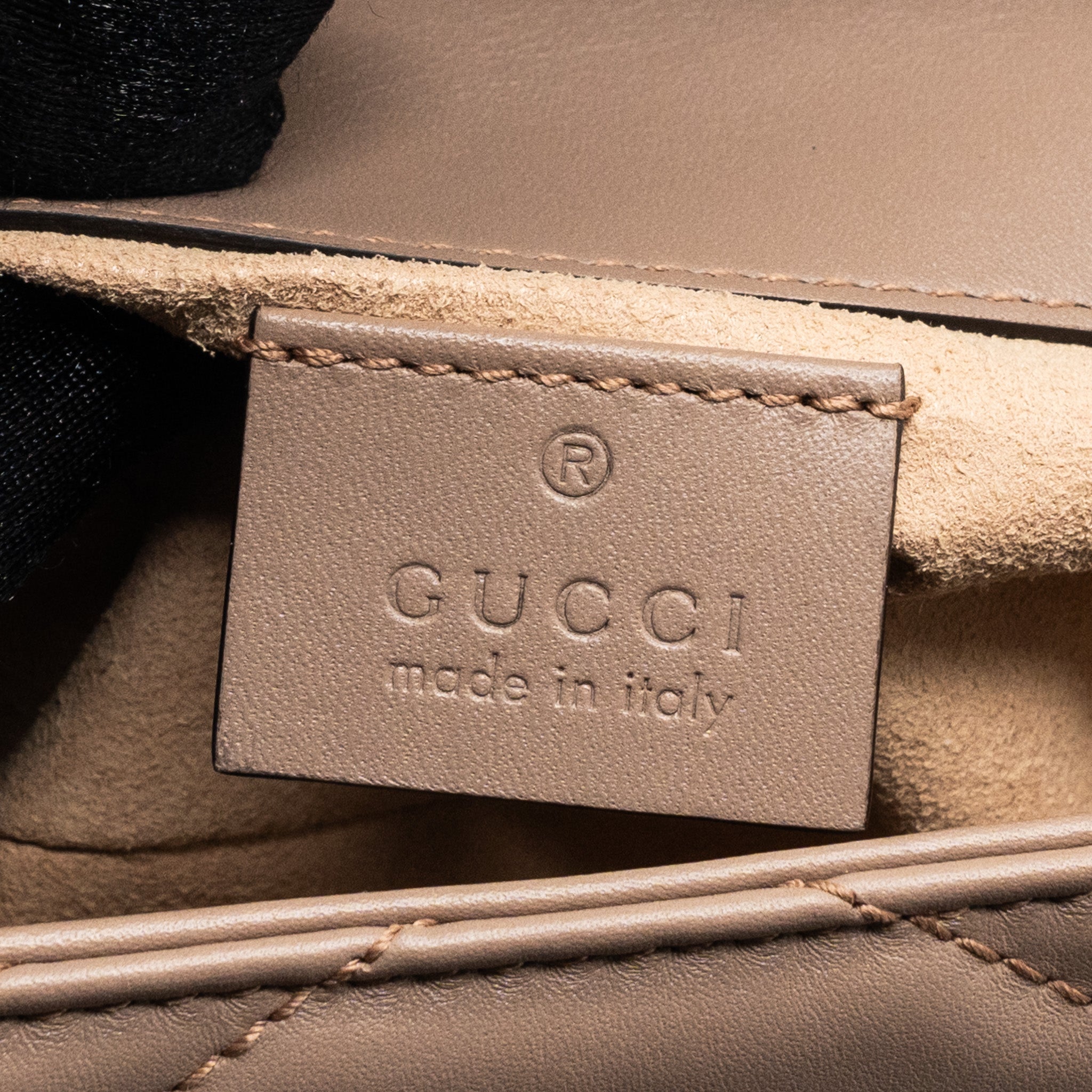 GUCCI SUPER MINI GG MARMONT BAG CALFSKIN BEIGE GHW