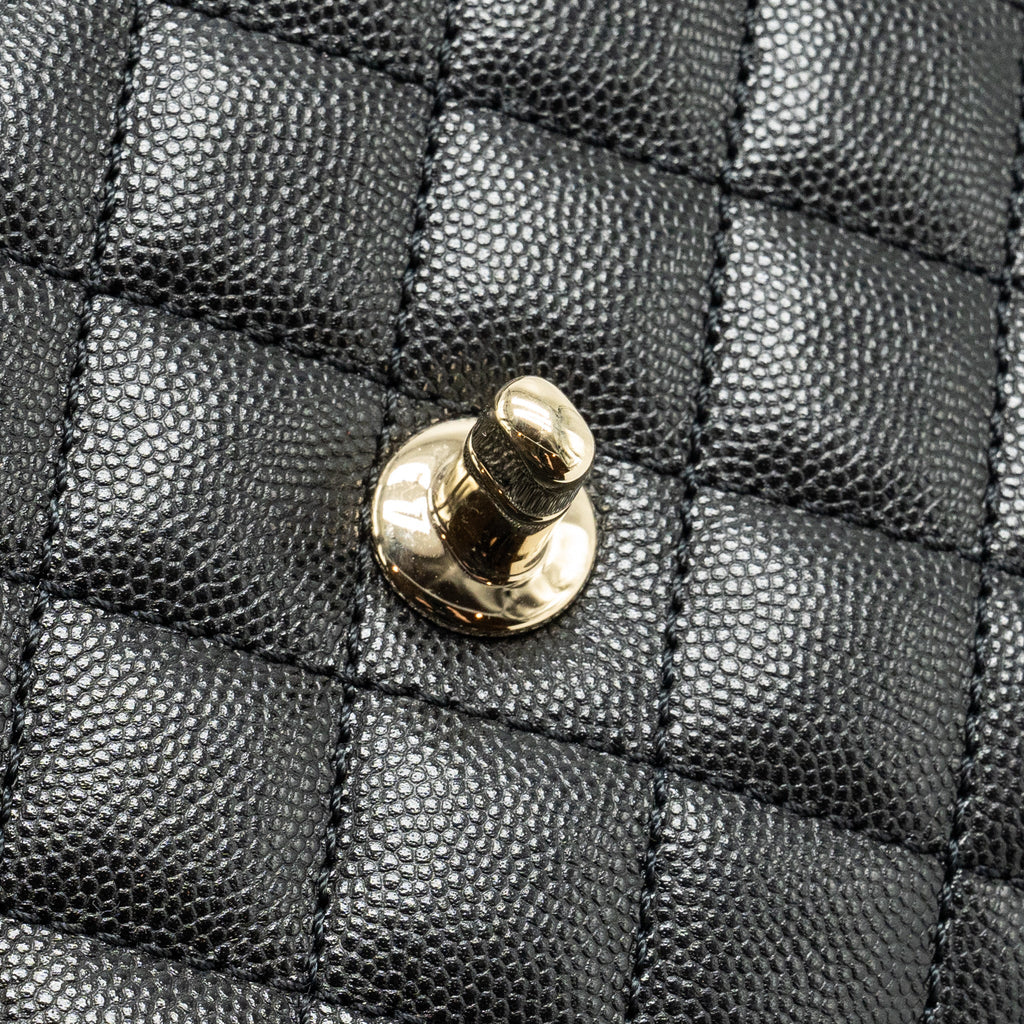 CHANEL SMALL COCO HANDLE WITH LIZARD EMBOSSED HANDLE CAVIAR BLACK LGHW