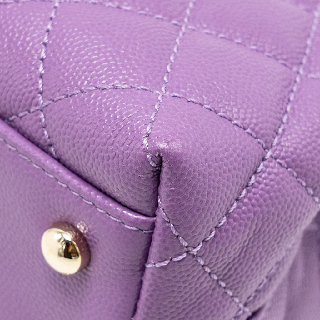 CHANEL SMALL COCO HANDLE CAVIAR PURPLE LGHW (MICROCHIP)