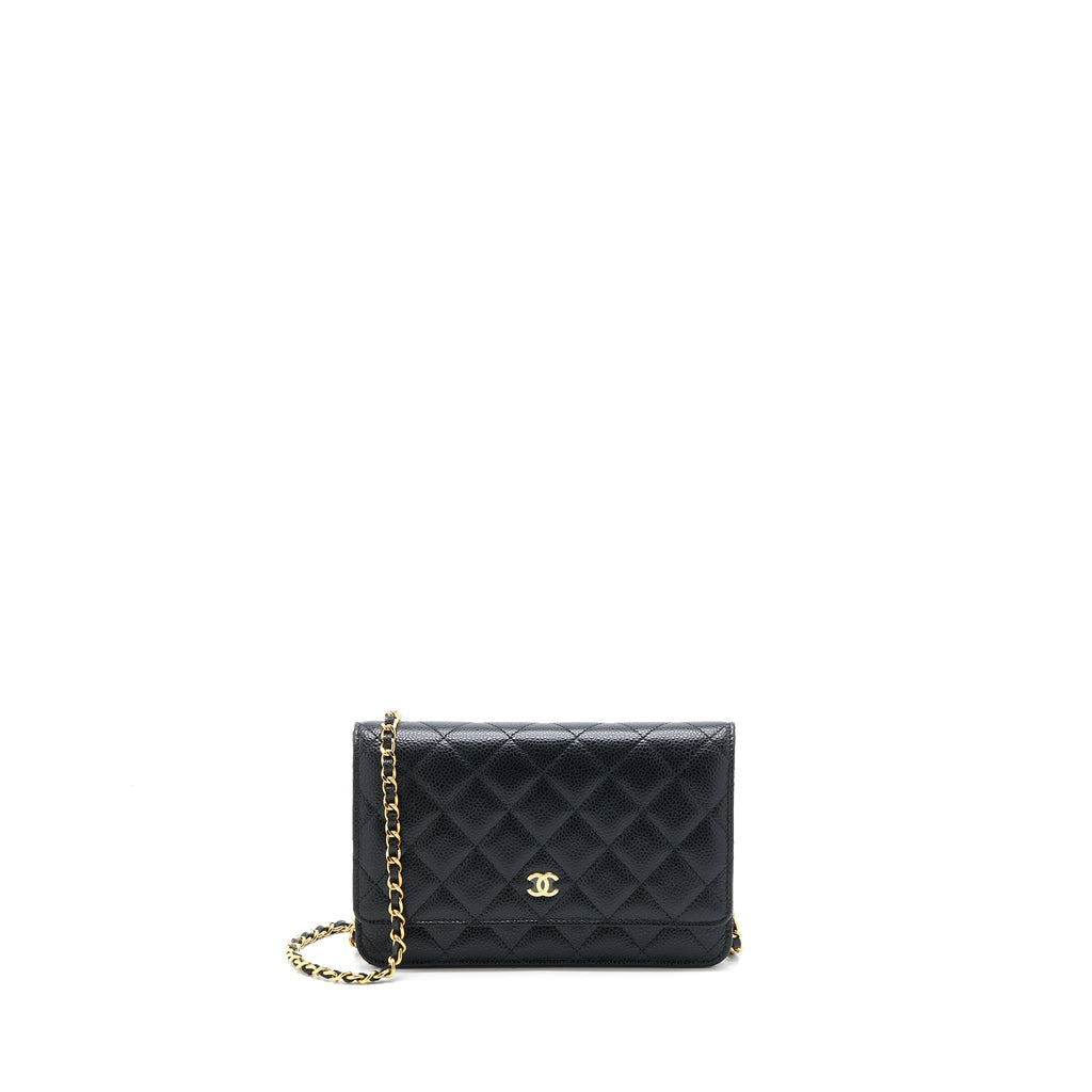CHANEL CLASSIC WALLET ON CHAIN CAVIAR BLACK GHW (MICROCHIP)