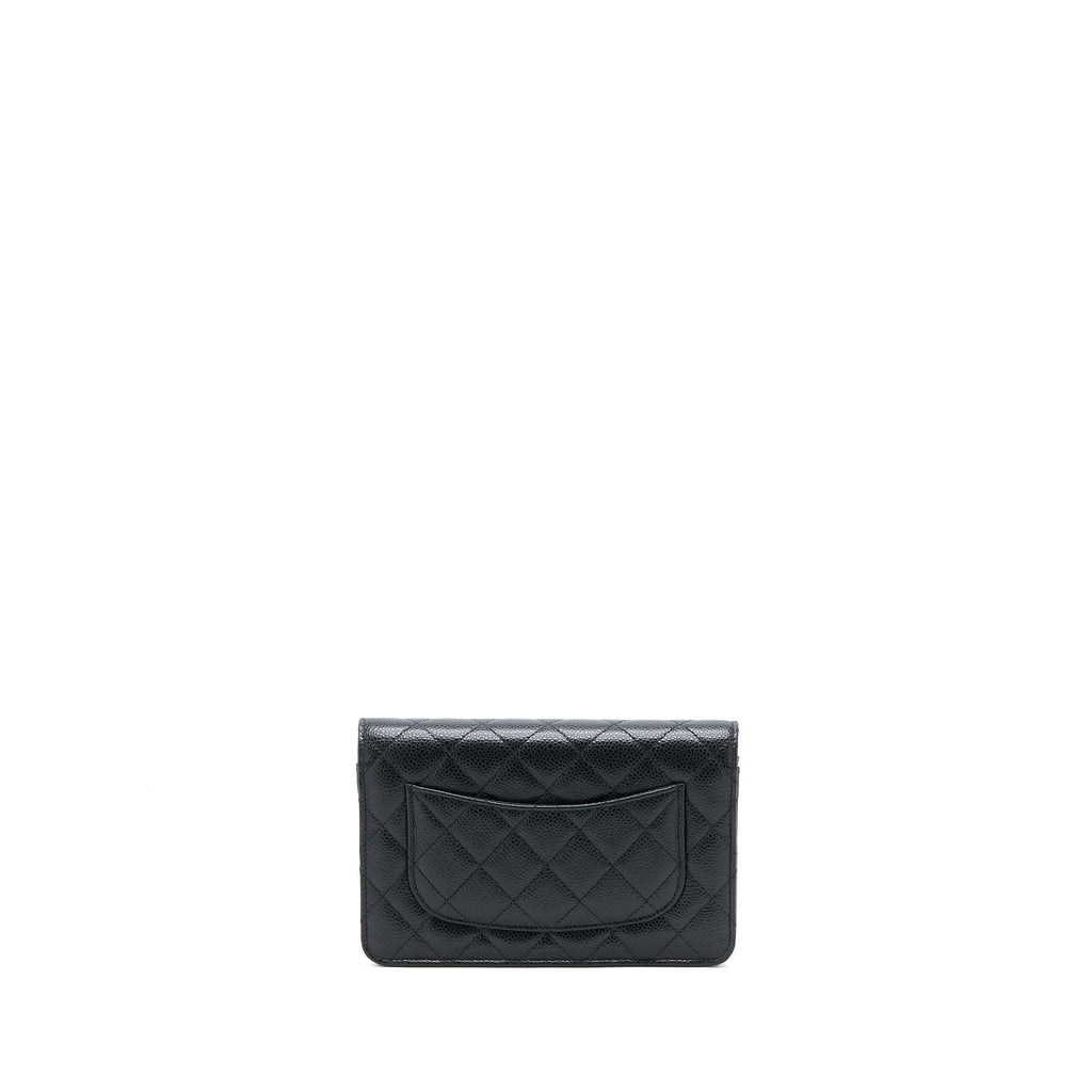 CHANEL CLASSIC WALLET ON CHAIN CAVIAR BLACK GHW (MICROCHIP)