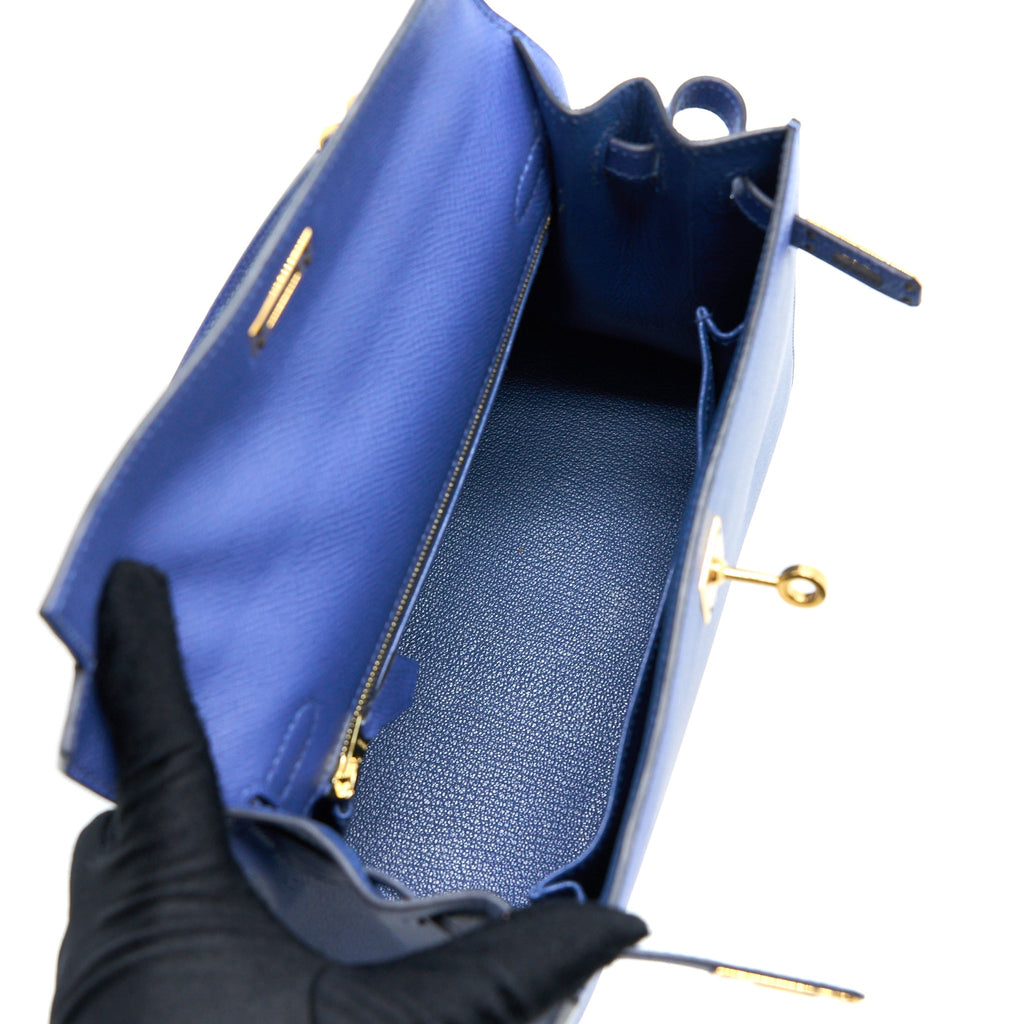 HERMES KELLY 25 EPSOM BLUE AGATE GHW