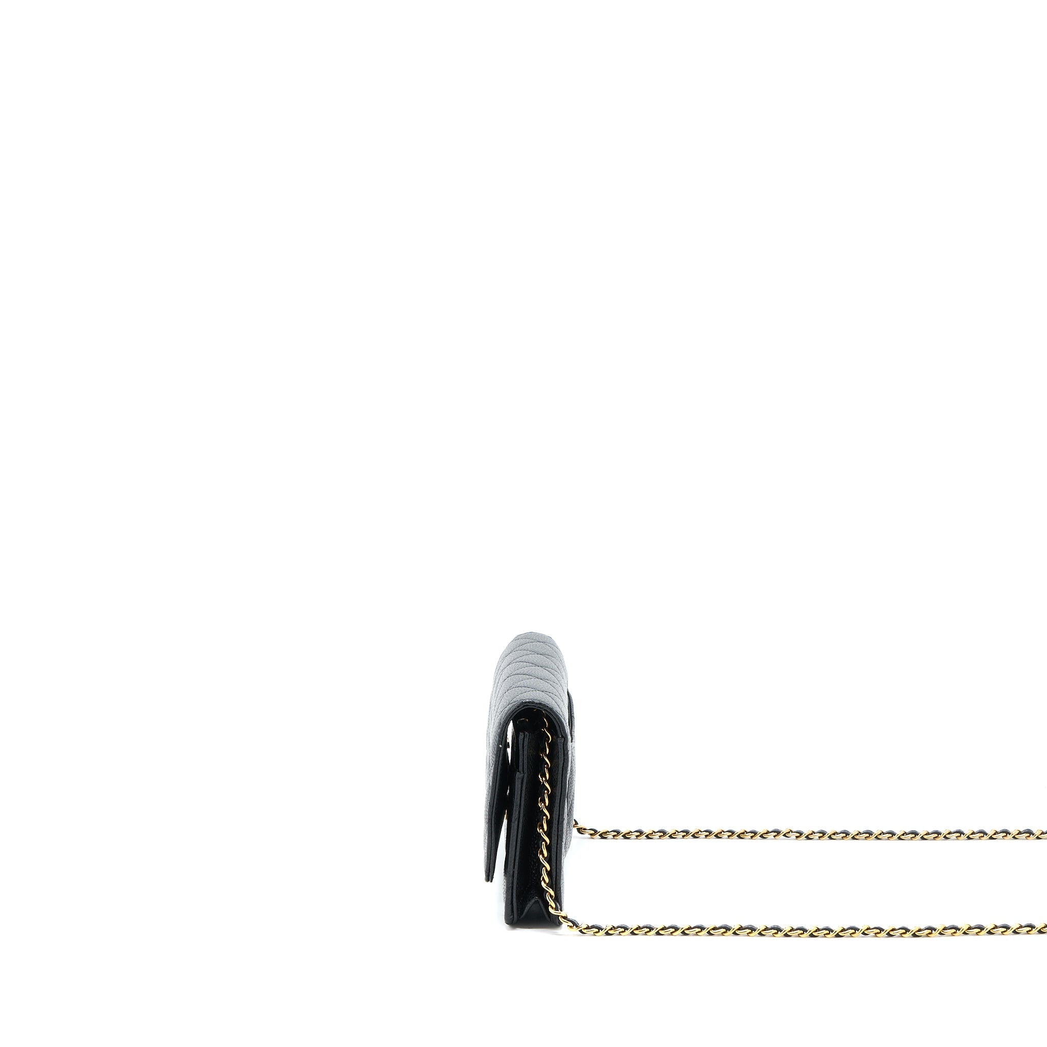 CHANEL CLASSIC WALLET ON CHAIN CAVIAR BLACK GHW (MICROCHIP)