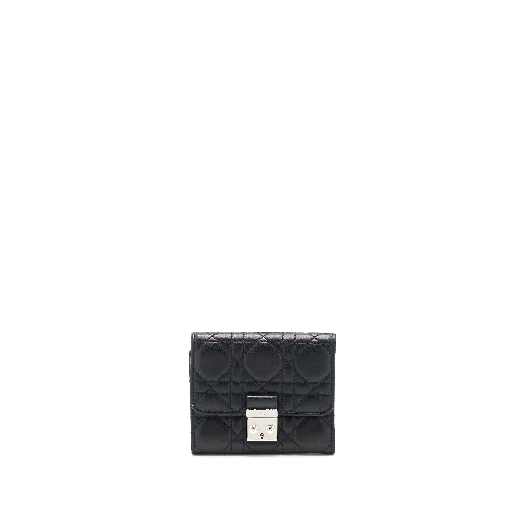 DIOR COMPACT WALLET LAMBSKIN BLACK/PINK SHW