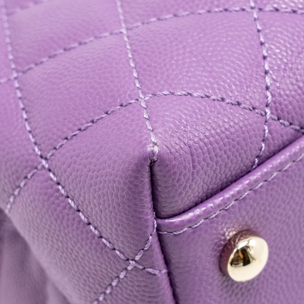 CHANEL SMALL COCO HANDLE CAVIAR PURPLE LGHW (MICROCHIP)