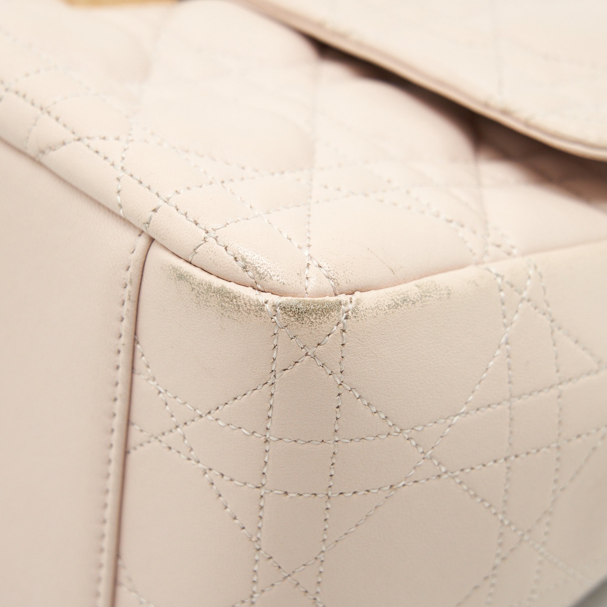 CHRISTIAN DIOR CANNAGE LEATHER MISS DIOR FLAP BAG IN LIGHT PINK LGHW
