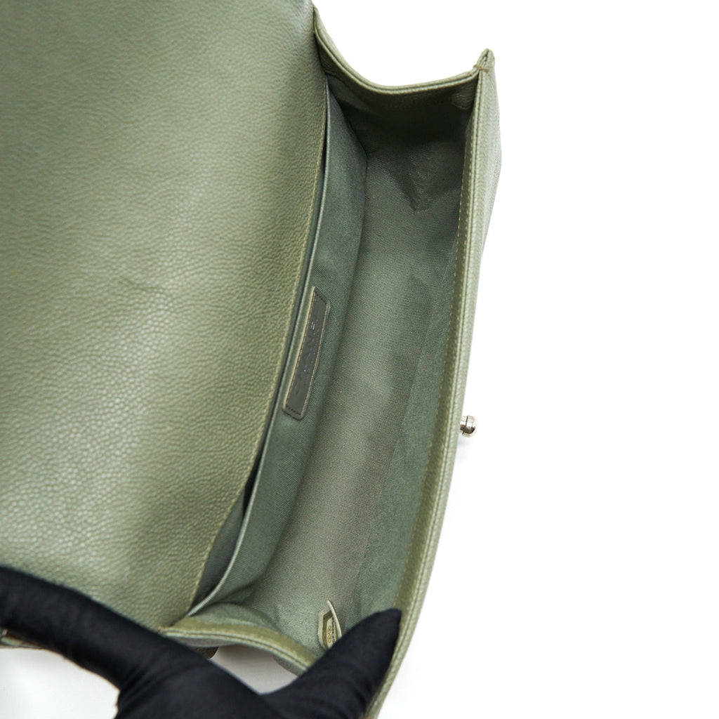 CHANEL MEDIUM BOY BAG CAVIAR LIGHT GREEN SHW