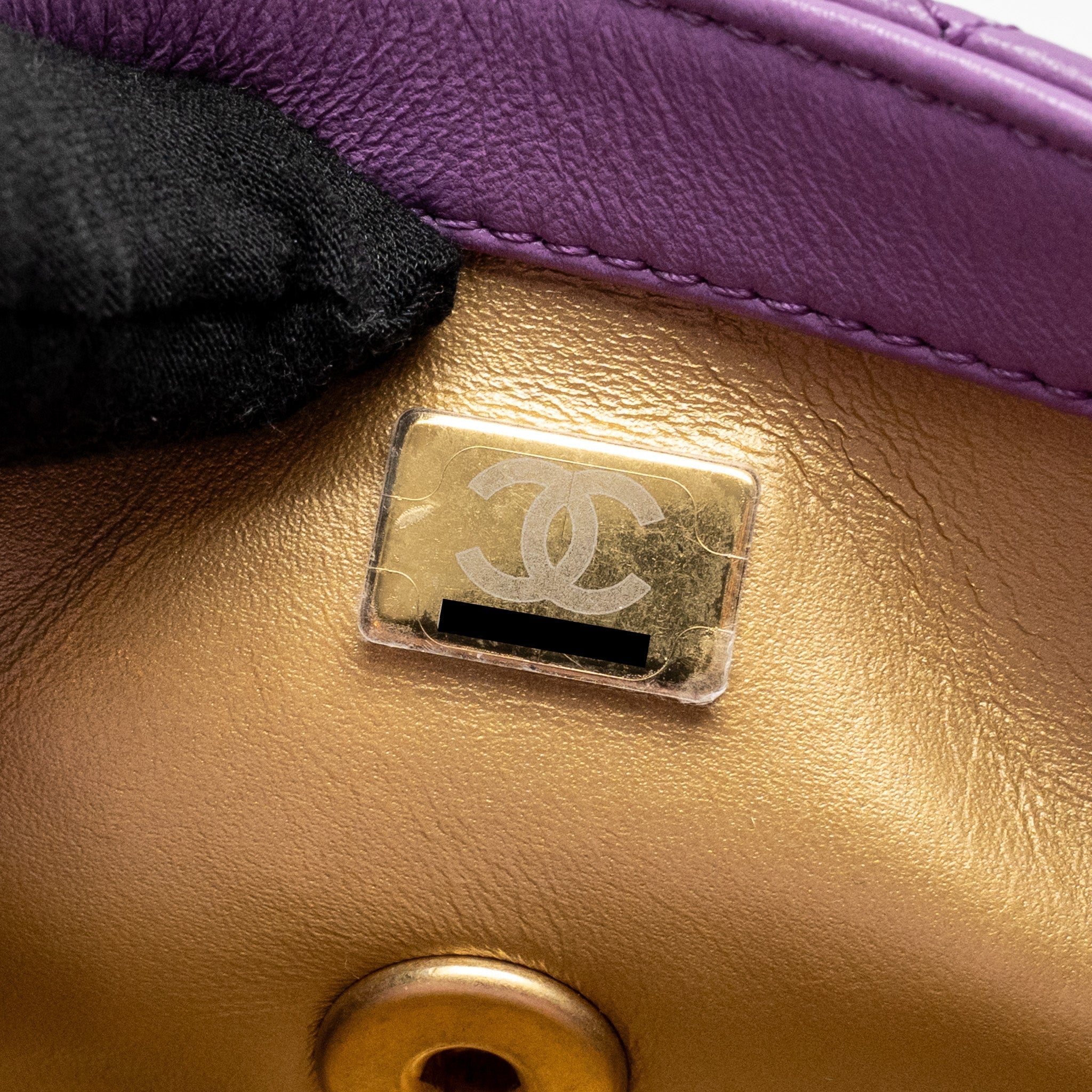 CHANEL PEARL CRUSH MINI RECTANGULAR FLAP BAG LAMBSKIN PURPLE GHW (MICROCHIP)