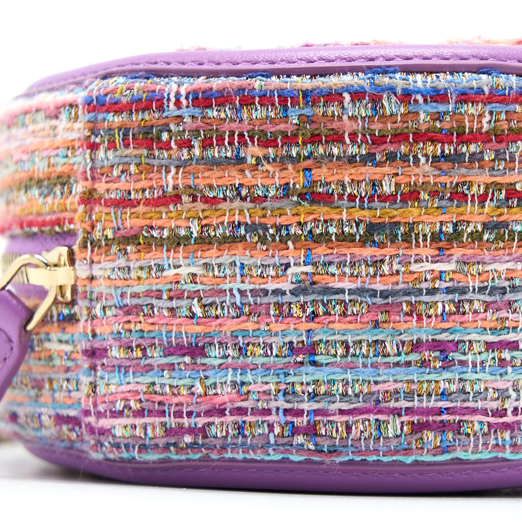 CHANEL ROUND CLUTCH WITH CHAIN LAMBSKIN/TWEED MULTICOLOUR GHW