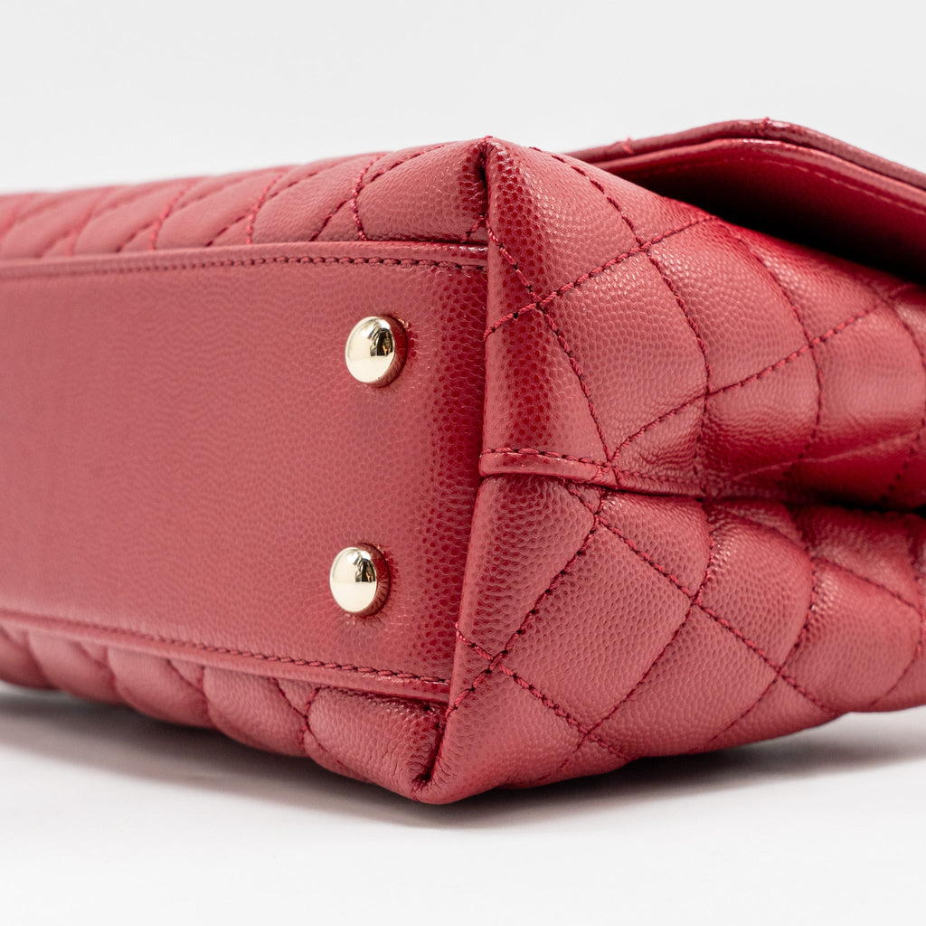 CHANEL SMALL COCO HANDLE CAVIAR RED LGHW (MICROCHIP)