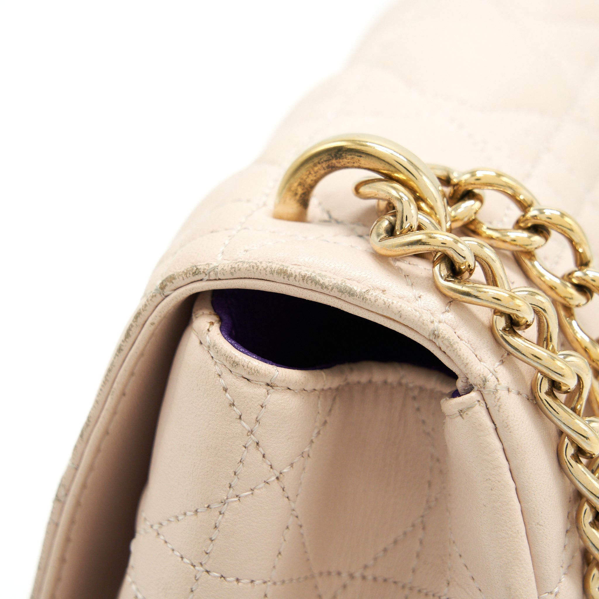 CHRISTIAN DIOR CANNAGE LEATHER MISS DIOR FLAP BAG IN LIGHT PINK LGHW