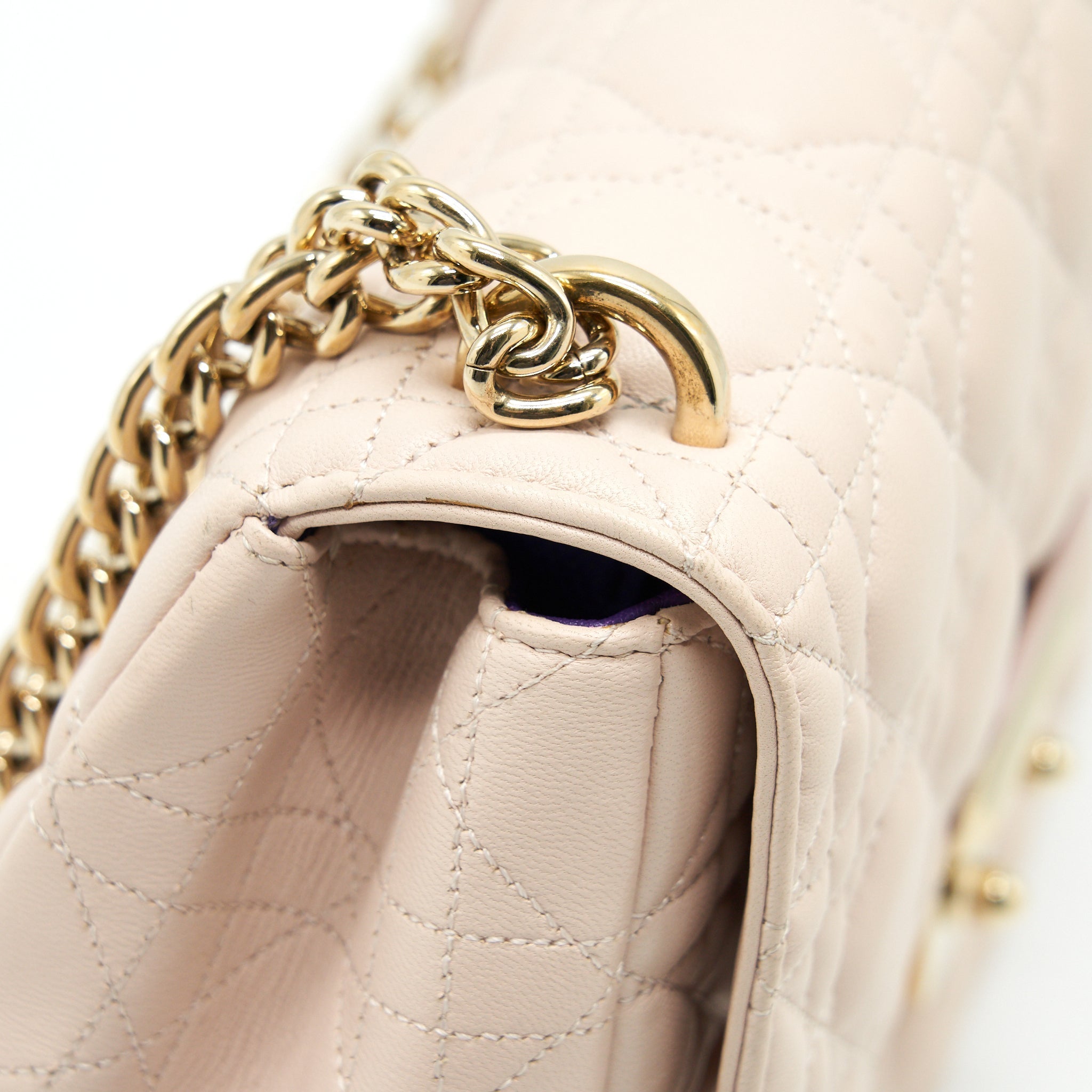 CHRISTIAN DIOR CANNAGE LEATHER MISS DIOR FLAP BAG IN LIGHT PINK LGHW