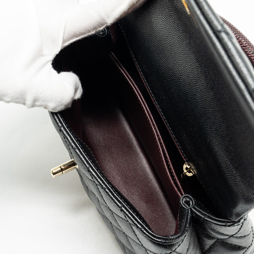 CHANEL SMALL COCO HANDLE WITH LIZARD EMBOSSED HANDLE CAVIAR BLACK LGHW