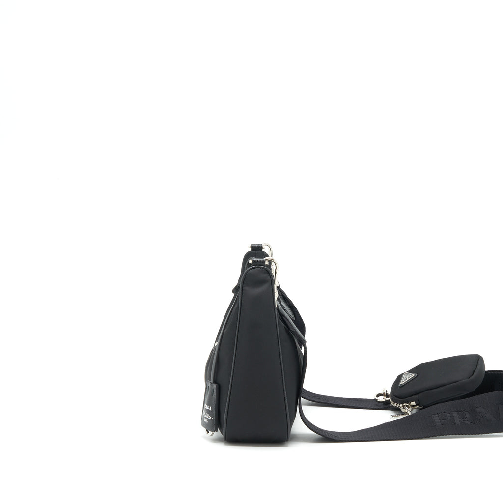PRADA REEDITION 2005 RE NYLON BAG BLACK SHW(CHAIN HANDLE MISSING）