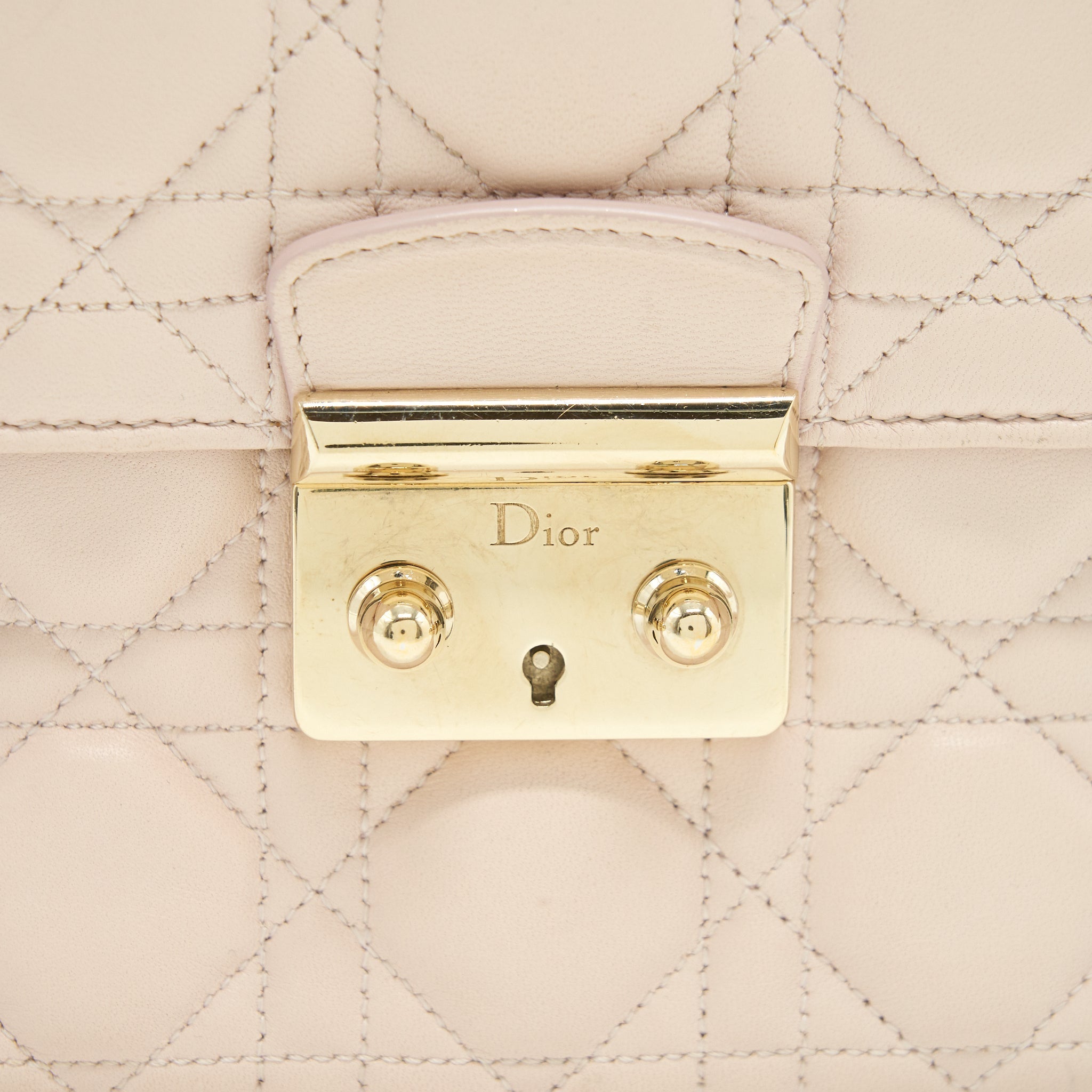 CHRISTIAN DIOR CANNAGE LEATHER MISS DIOR FLAP BAG IN LIGHT PINK LGHW