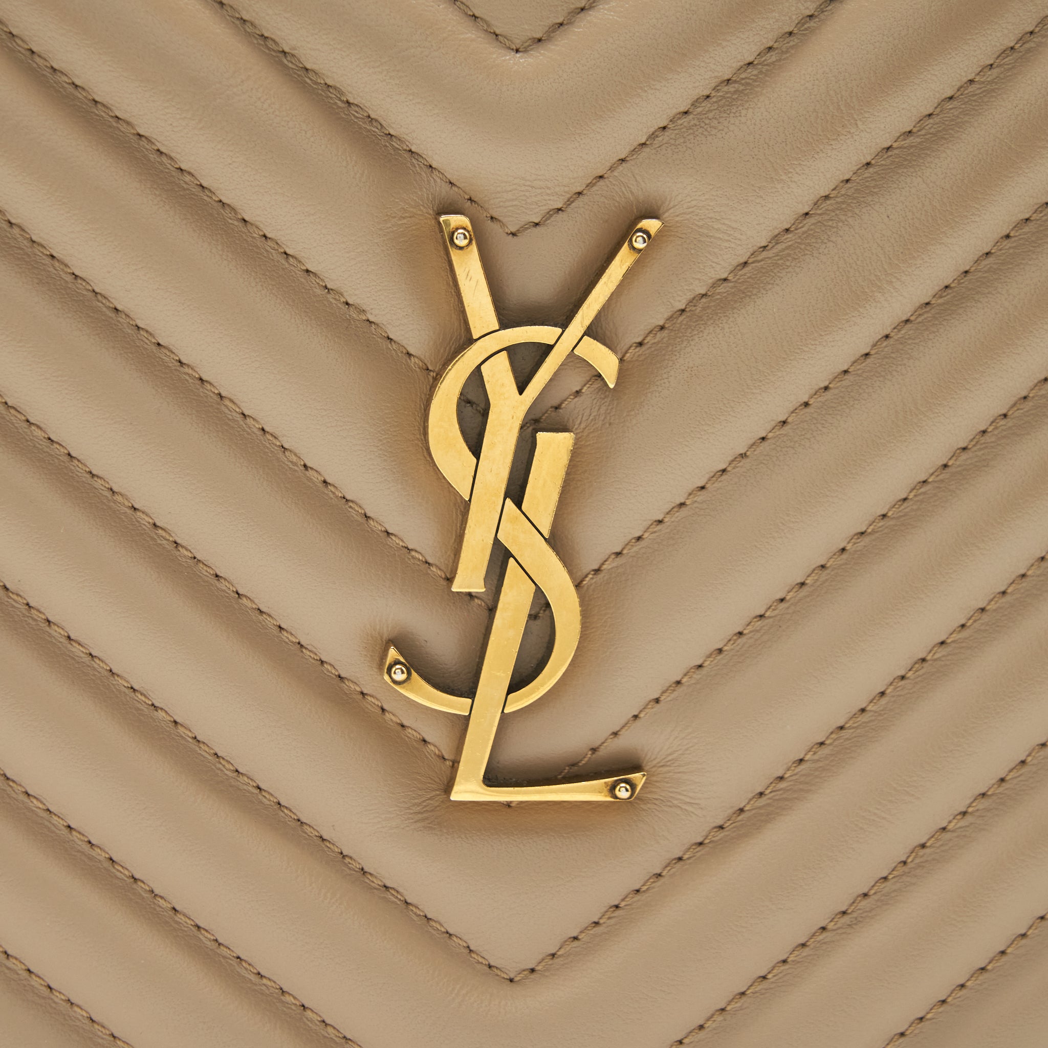 SAINT LAURENT LOU CAMERA BAG CALFSKIN DARK BEIGE GHW
