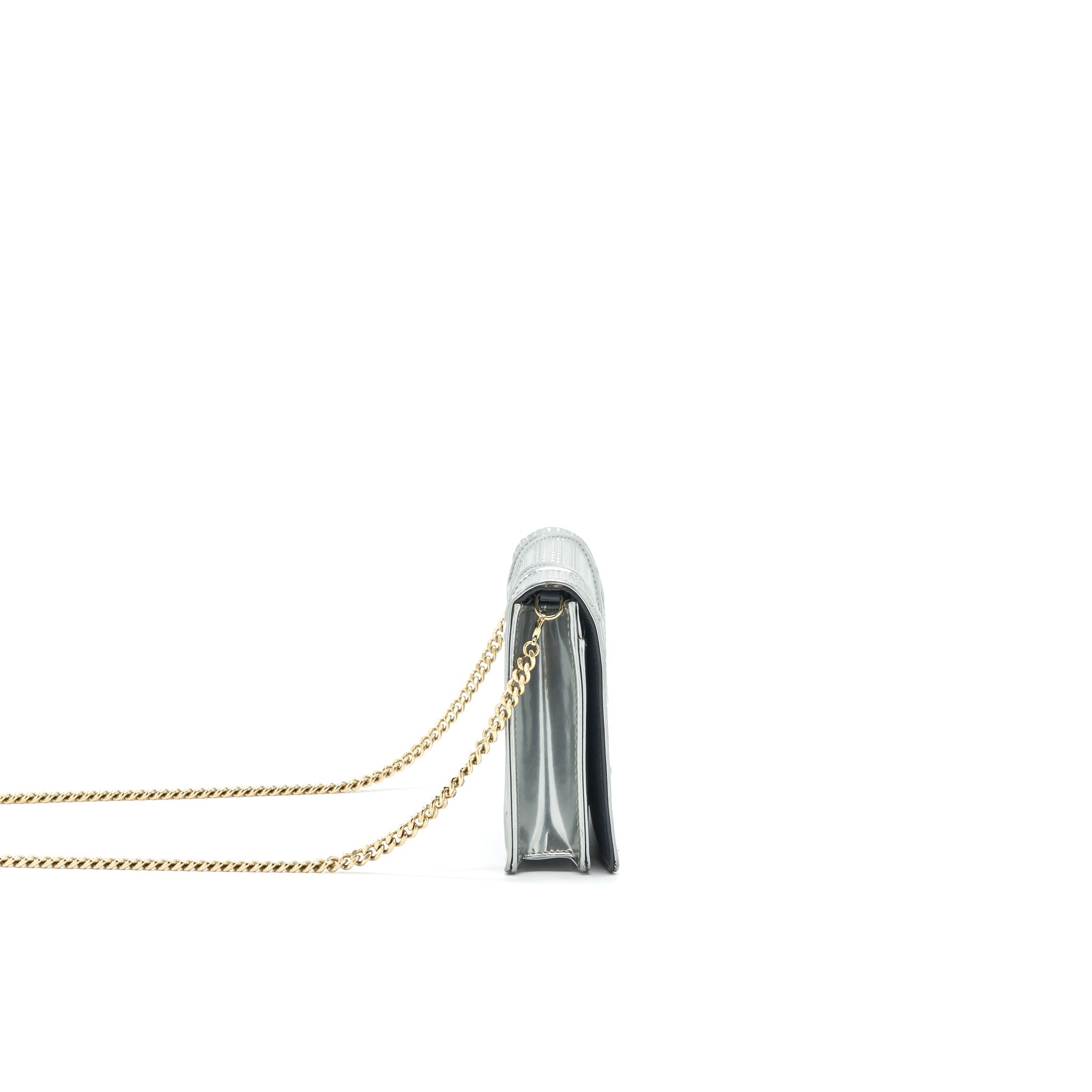 DIOR DIORAMA WALLET ON CHAIN METALLIC SILVER GHW
