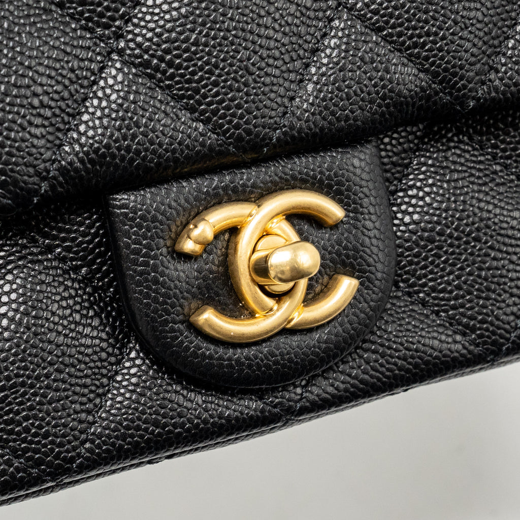 CHANEL COCO LOVE FLAP BAG ADJUSTABLE CHAIN CAVIAR BLACK GHW (MICROCHIP)