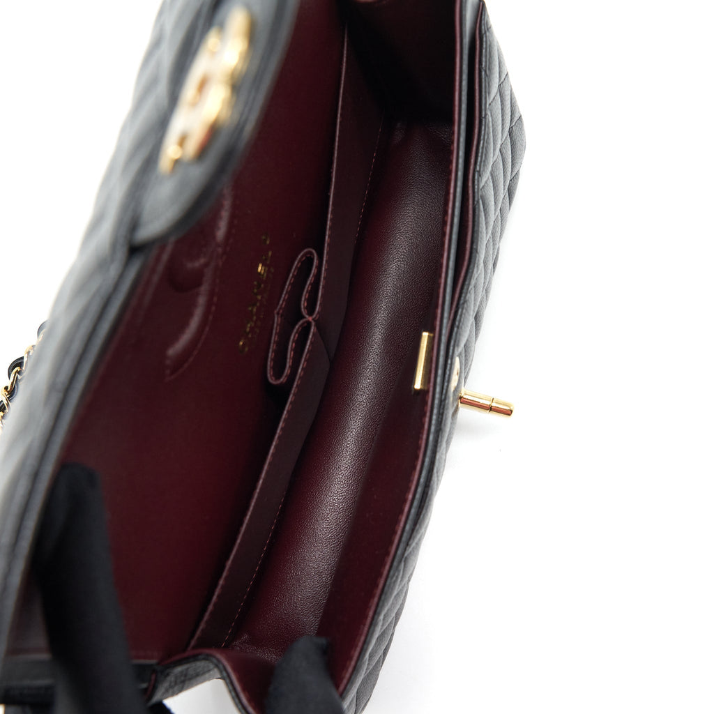 CHANEL MEDIUM CLASSIC DOUBLE FLAP BAG CAVIAR BLACK GHW (MICROCHIP)
