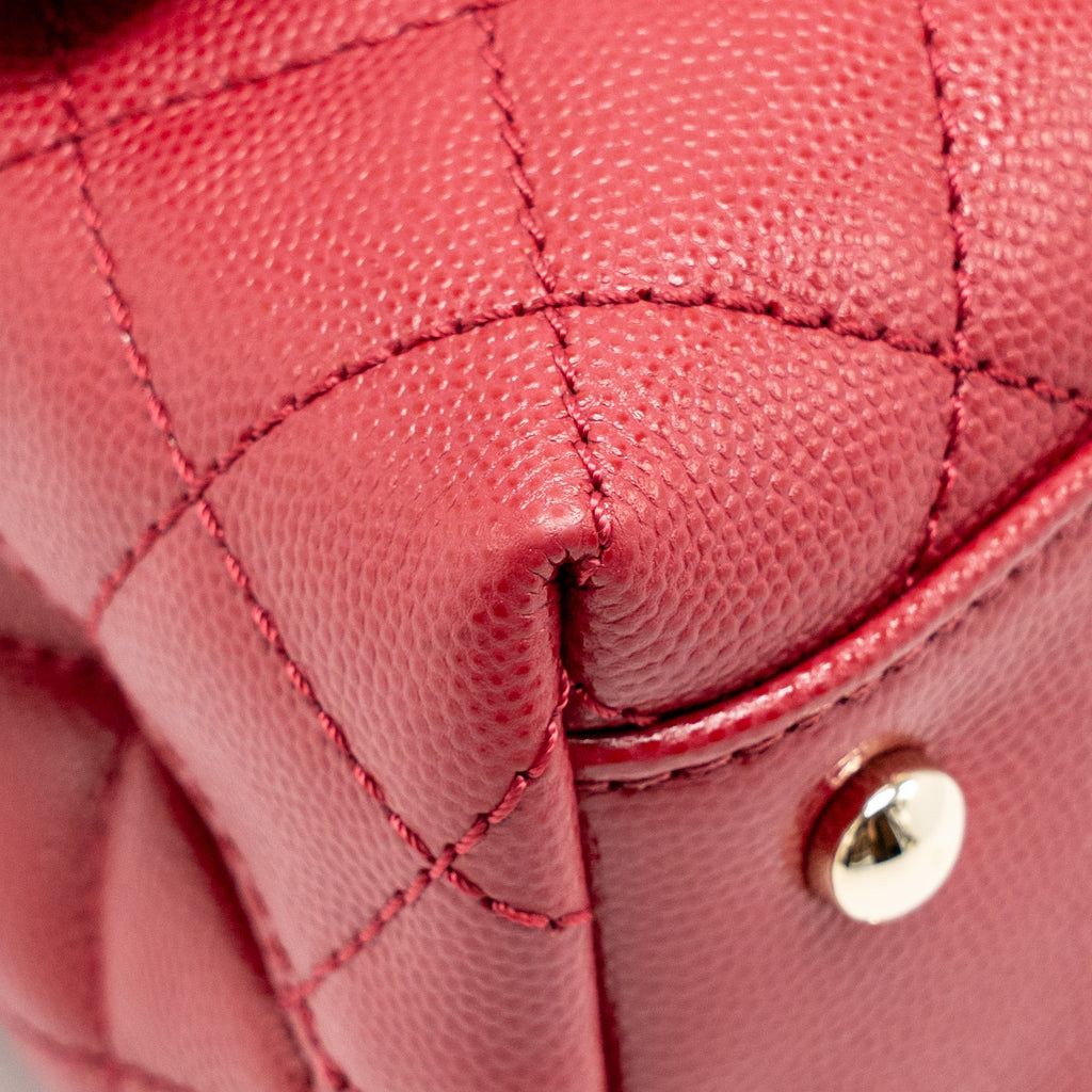 CHANEL SMALL COCO HANDLE CAVIAR RED LGHW (MICROCHIP)