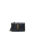 LAURENT SMALL ENVELOPE CROSSBODY BAG BLACK WITH GHW
