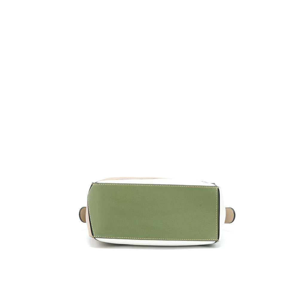 LOEWE SMALL PUZZLE COLORBLOCK BEIGE/WHITE/GREEN SHW