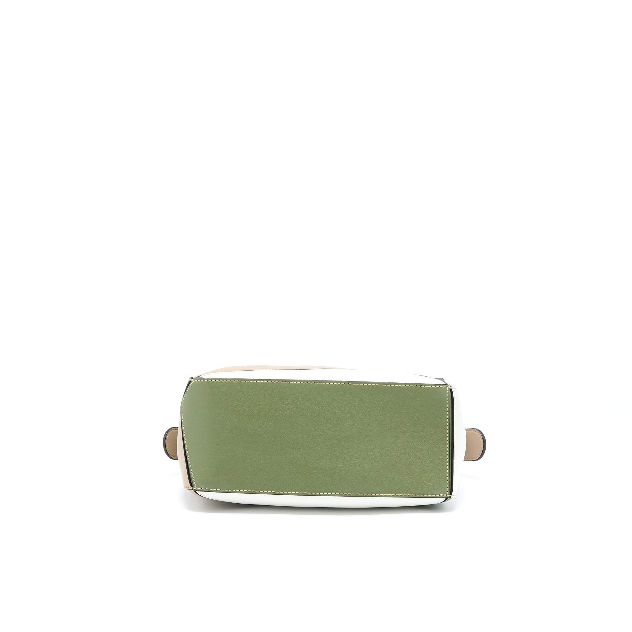 LOEWE SMALL PUZZLE COLORBLOCK BEIGE/WHITE/GREEN SHW