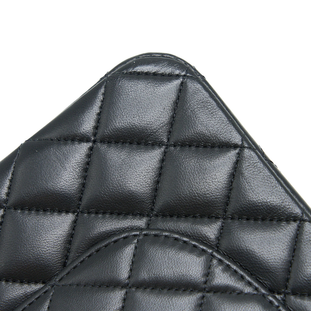CHANEL MEDIUM CLASSIC FLAP BAG LAMBSKIN BLACK RGHW (MICROCHIP)