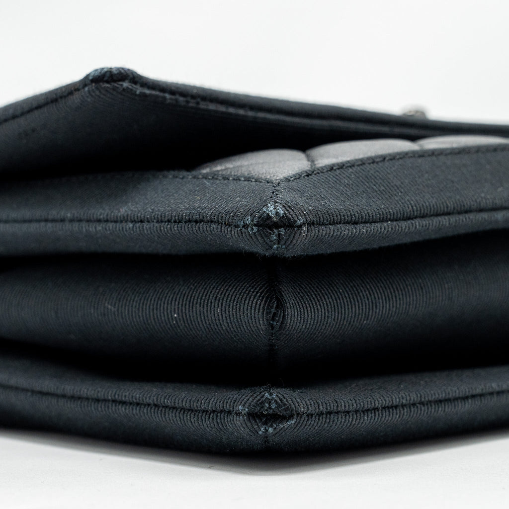 CHANEL QUILTED FLAP BAG LAMBSKIN/FABRIC SO BLACK