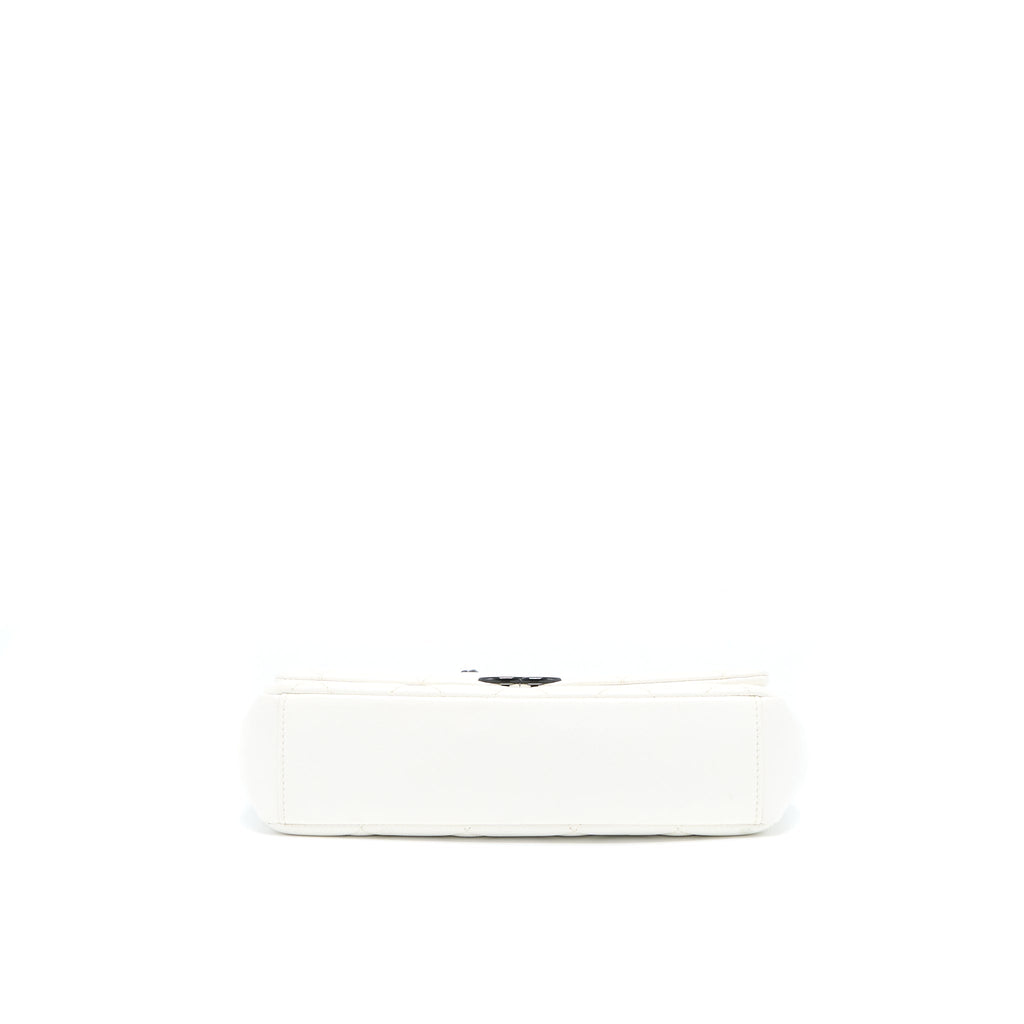 CHANEL SEASONAL FLAP BAG CAVIAR WHITE WITH BLACK HARDWARE