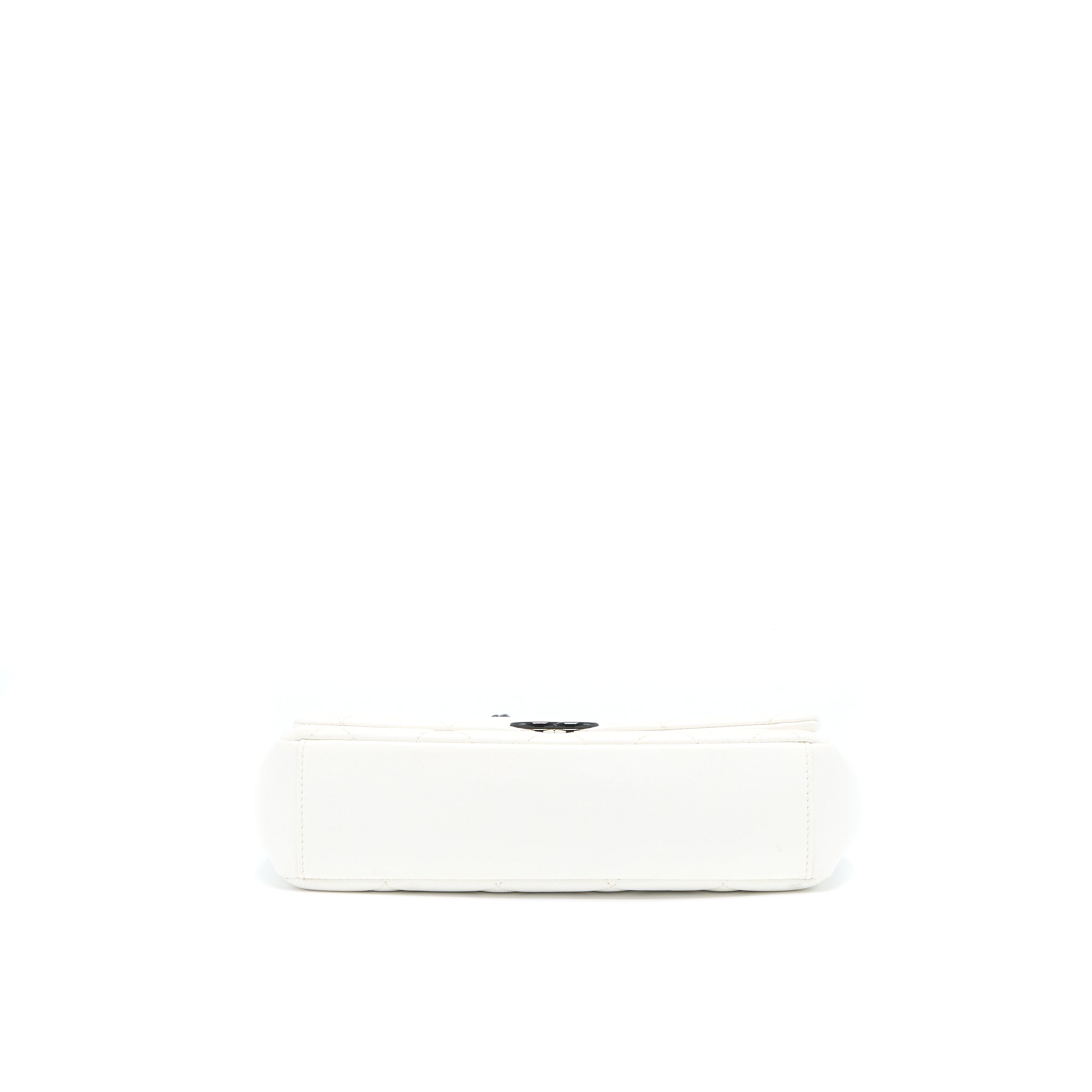 CHANEL SEASONAL FLAP BAG CAVIAR WHITE WITH BLACK HARDWARE