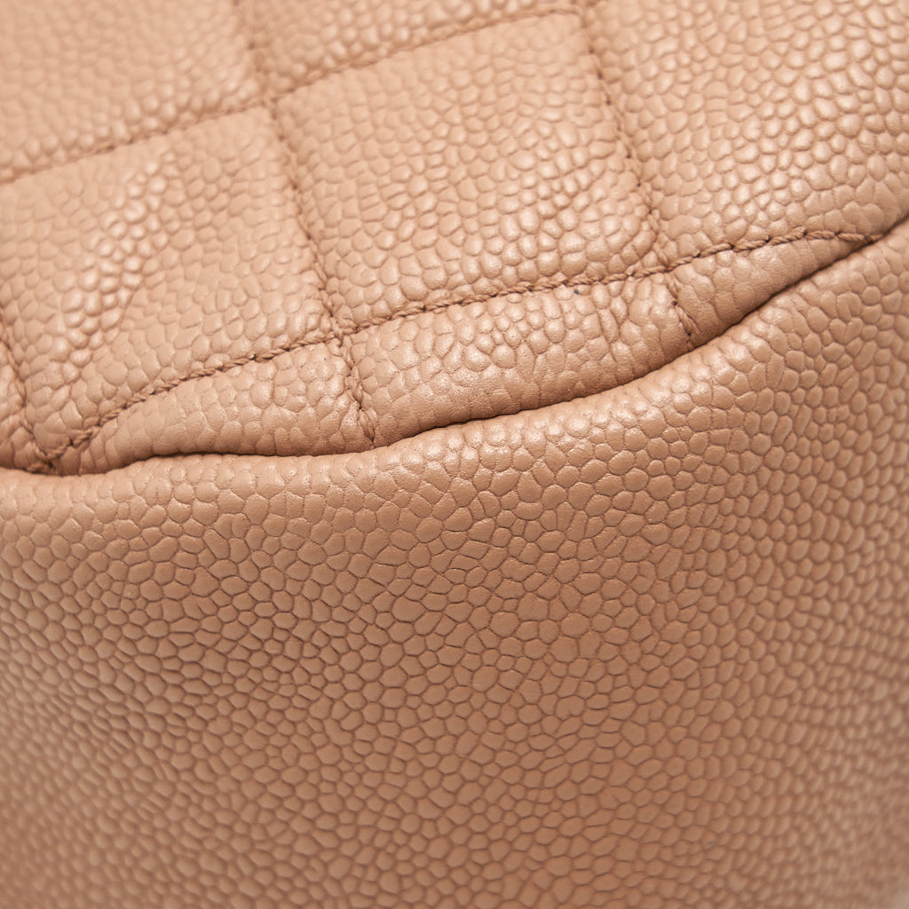 CHANEL ROUND FLAP BAG CAVIAR DARK BEIGE GHW