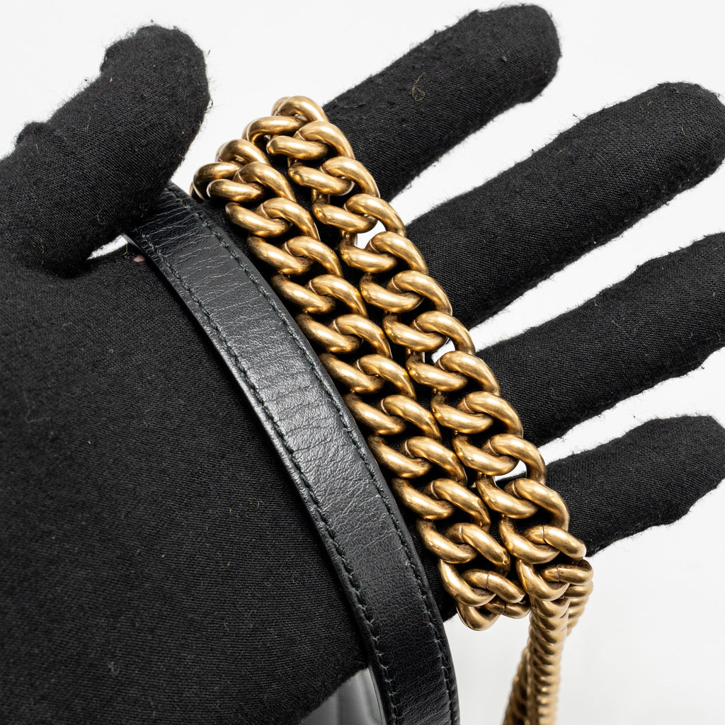 GUCCI SMALL GG MARMONT SHOULDER BAG CALFSKIN BLACK GHW